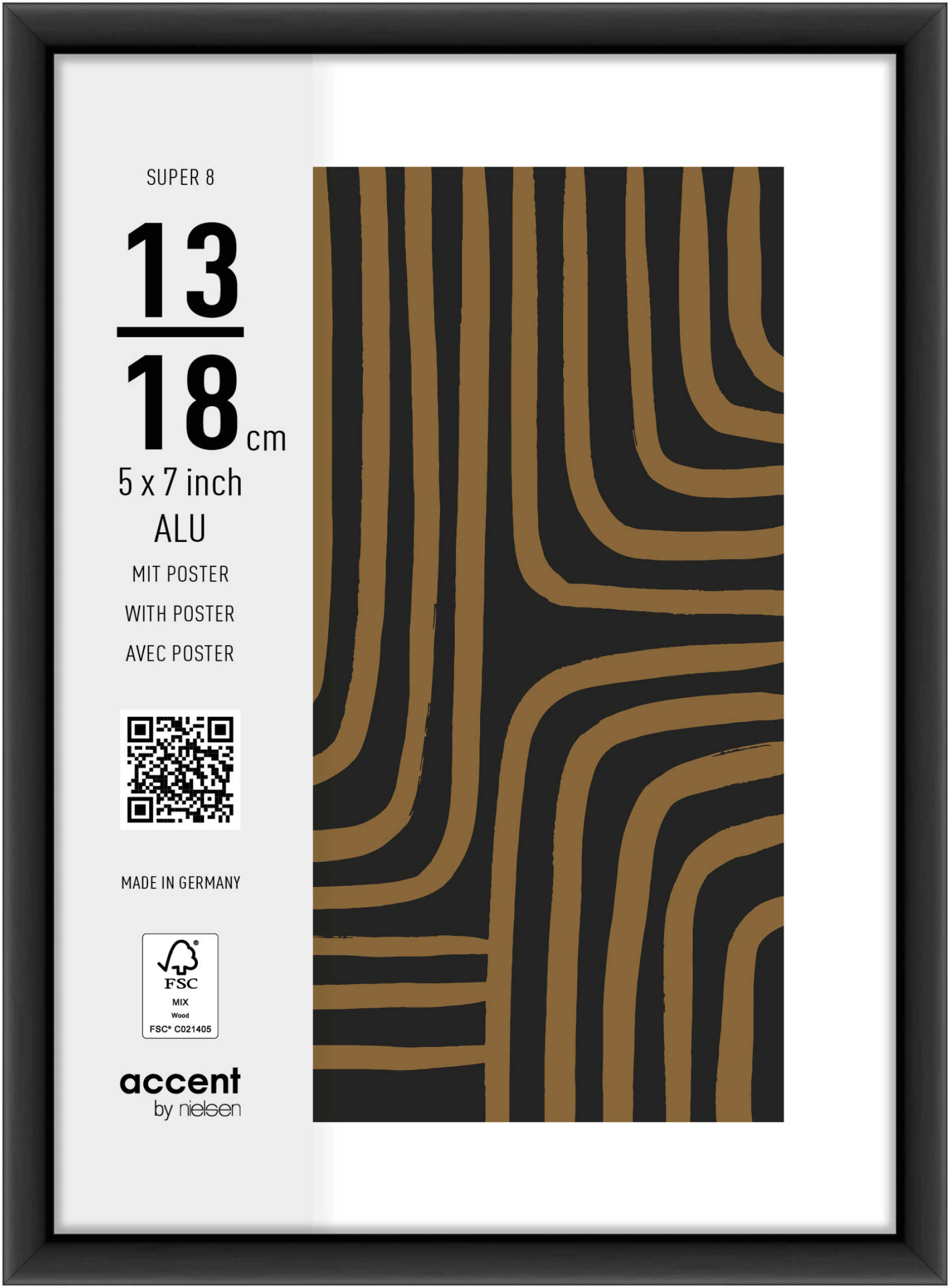 accent by nielsen Aluminium Bilderrahmen Super 8, 15x20 cm, Schwarz matt