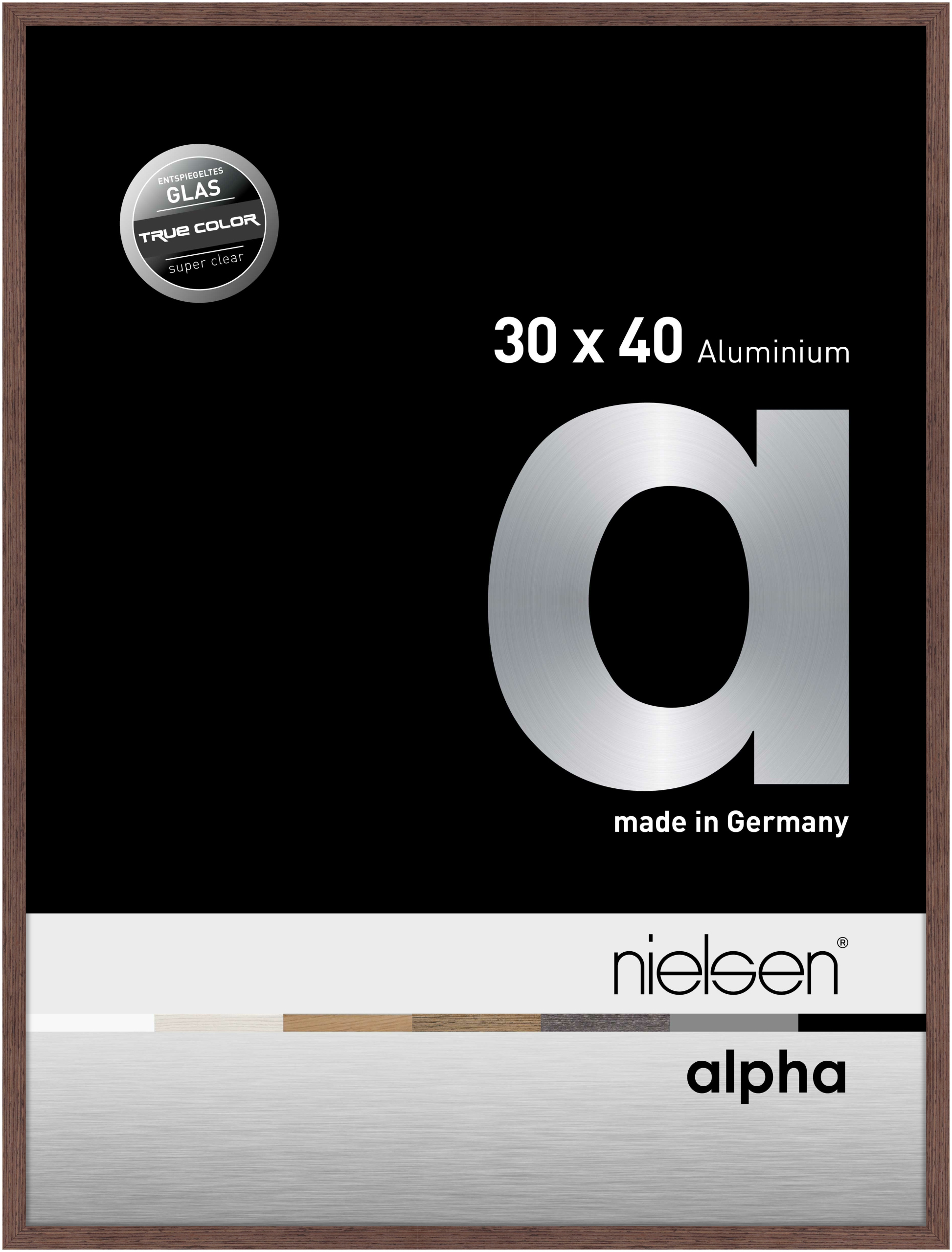 nielsen Aluminium Bilderrahmen Alpha True Color, 30x40 cm, Wengé Hell