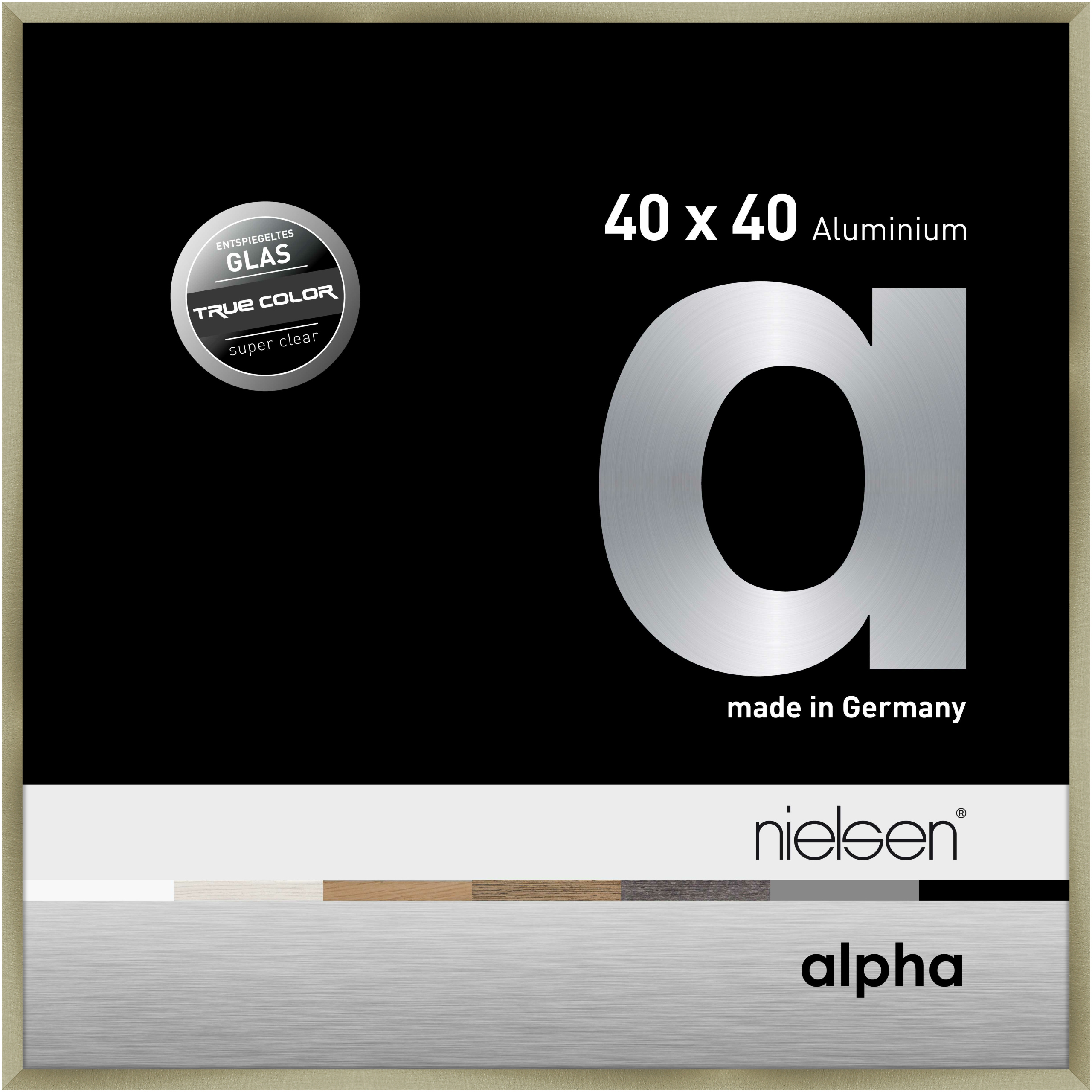 nielsen Aluminium Bilderrahmen Alpha True Color, 40x40 cm, Brushed Edelstahl
