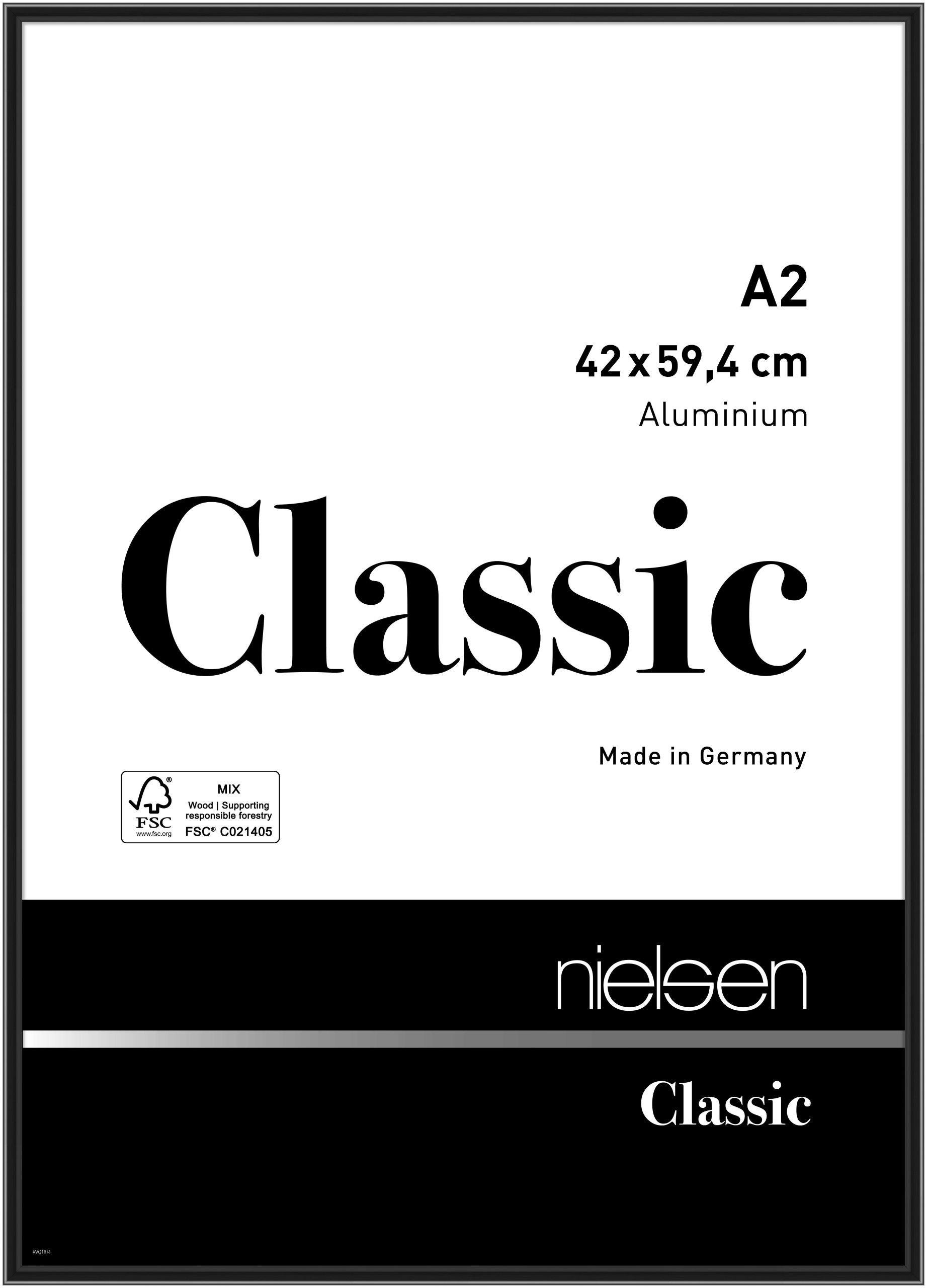 nielsen Aluminium Bilderrahmen Classic, 42x59,4 cm (A2), Eloxal Schwarz Glanz