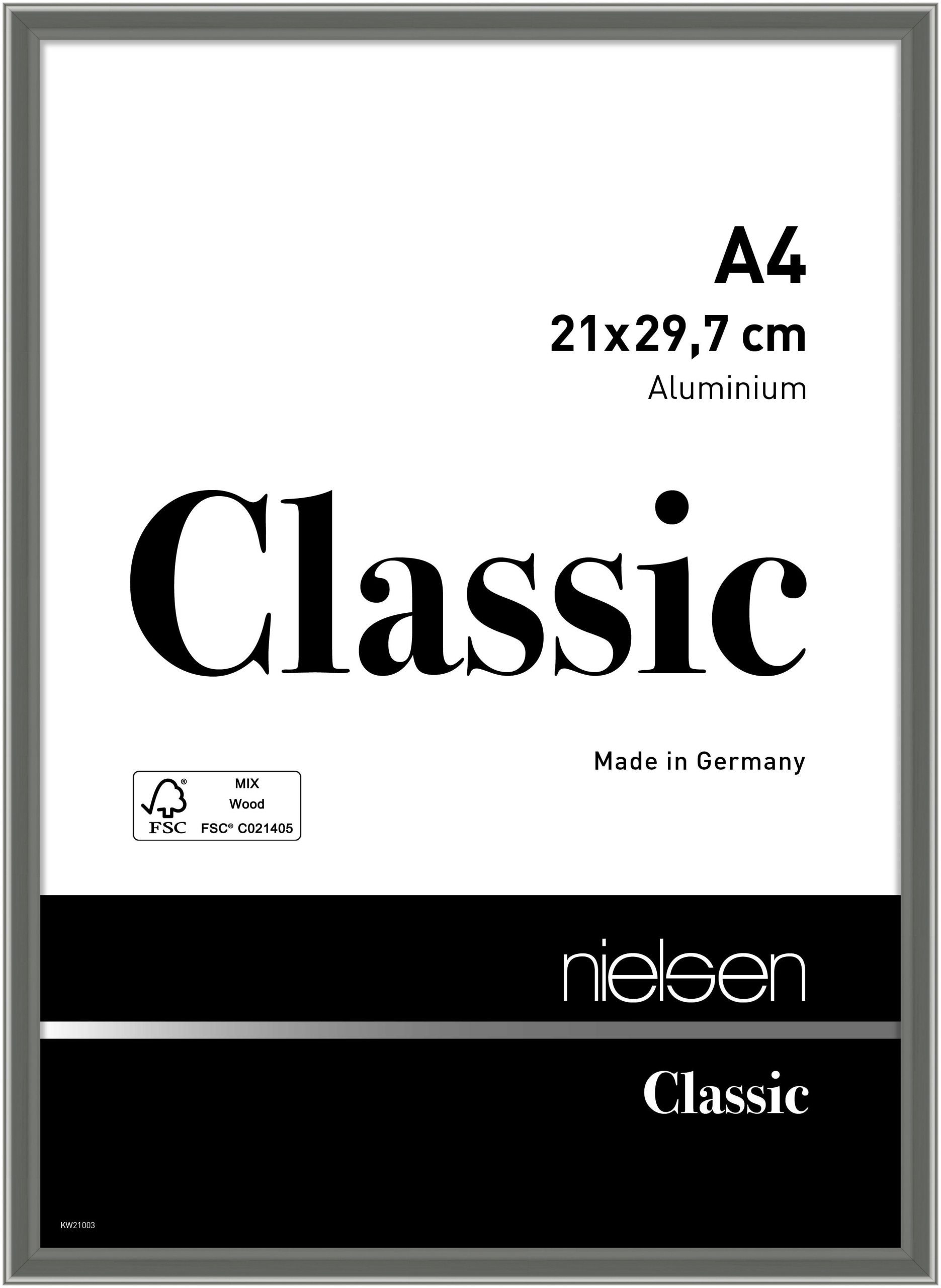 nielsen Aluminium Bilderrahmen Classic, 21x29,7 cm (A4), Contrastgrau