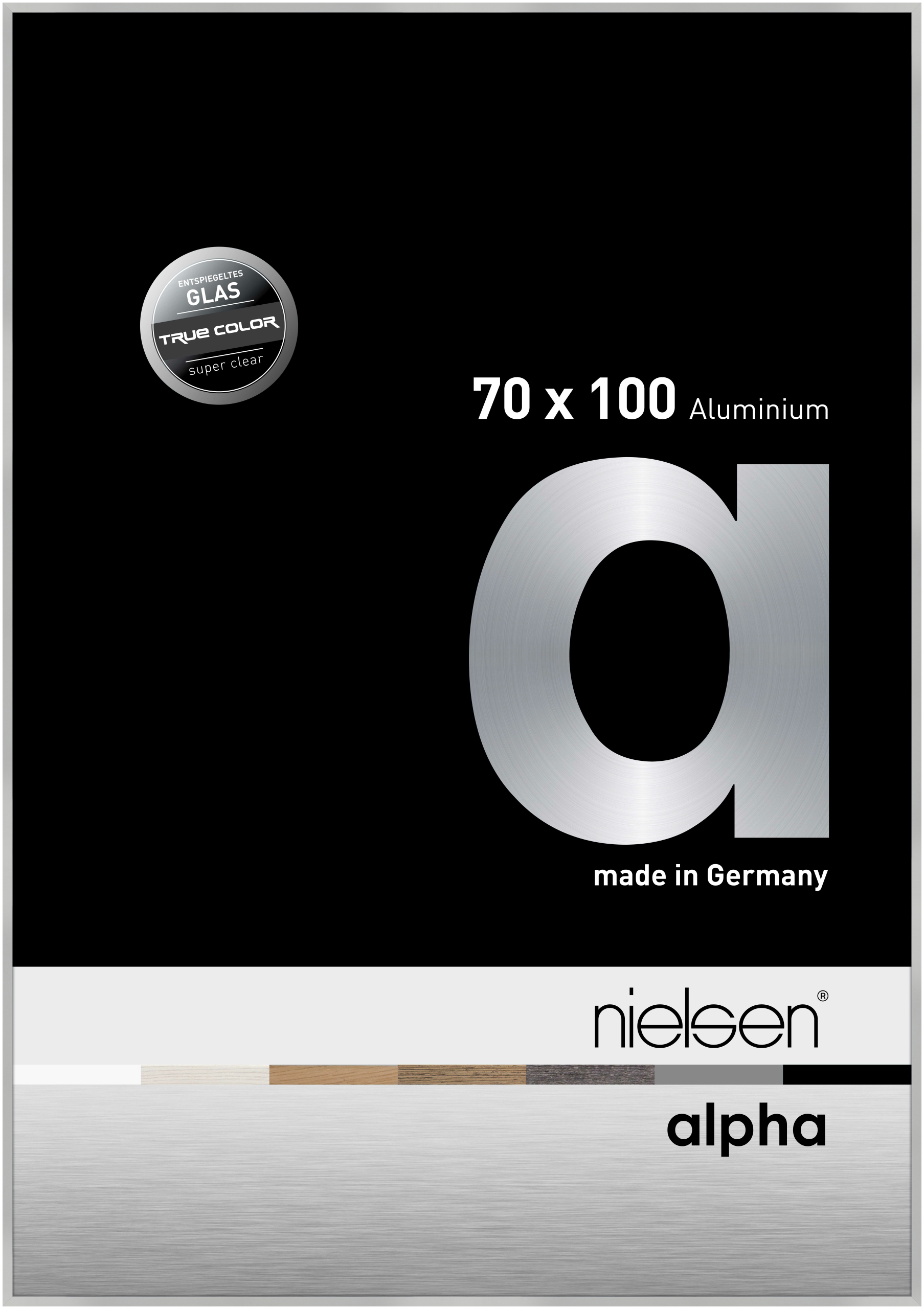 nielsen Aluminium Bilderrahmen Alpha True Color, 70x100 cm, Silber Matt
