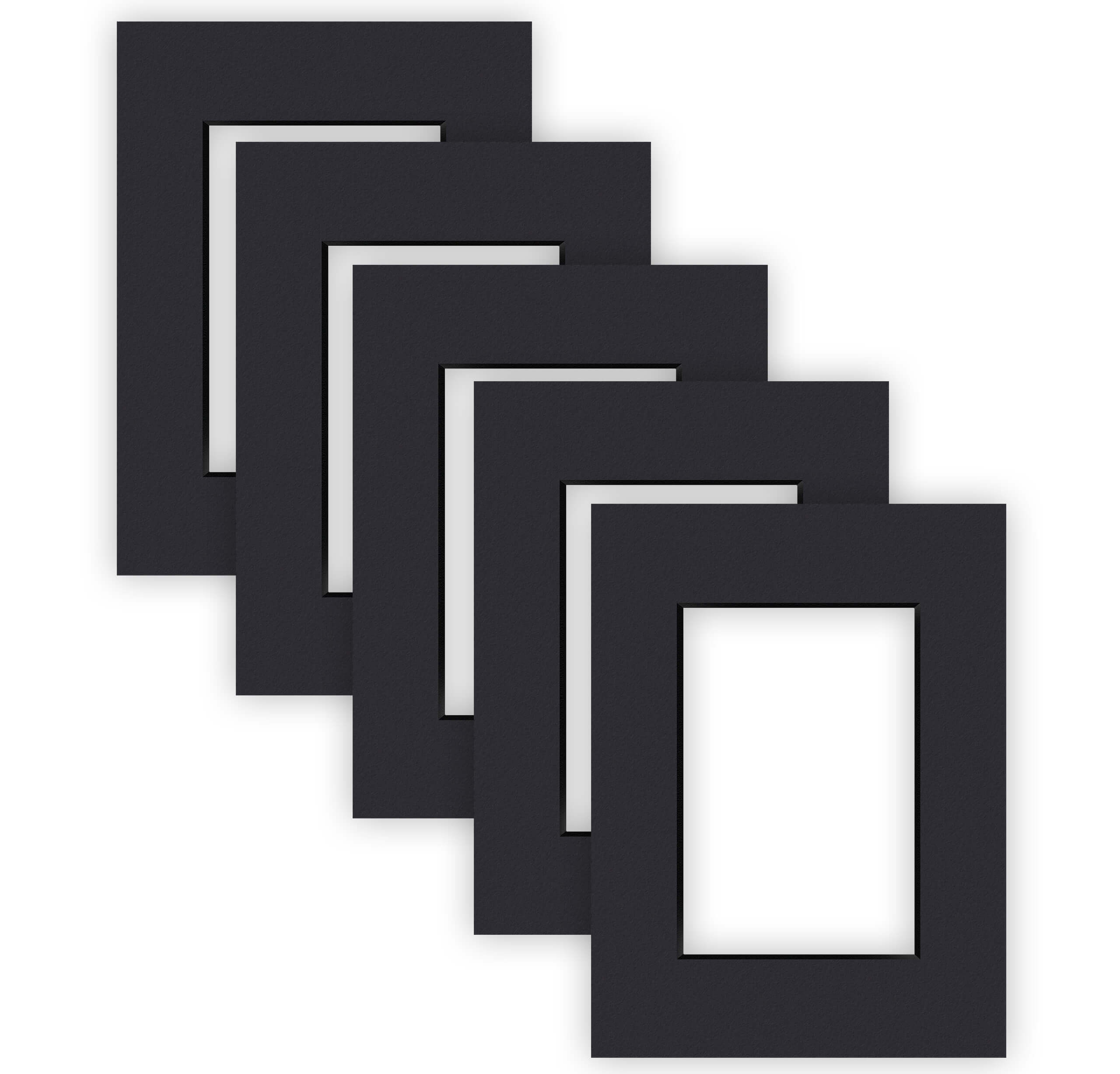 nielsen Conservation Passepartout 2,2 mm, 5er Set, Außenformat 18x24 cm für Bildformat 10x15 cm, Schwarz glatt