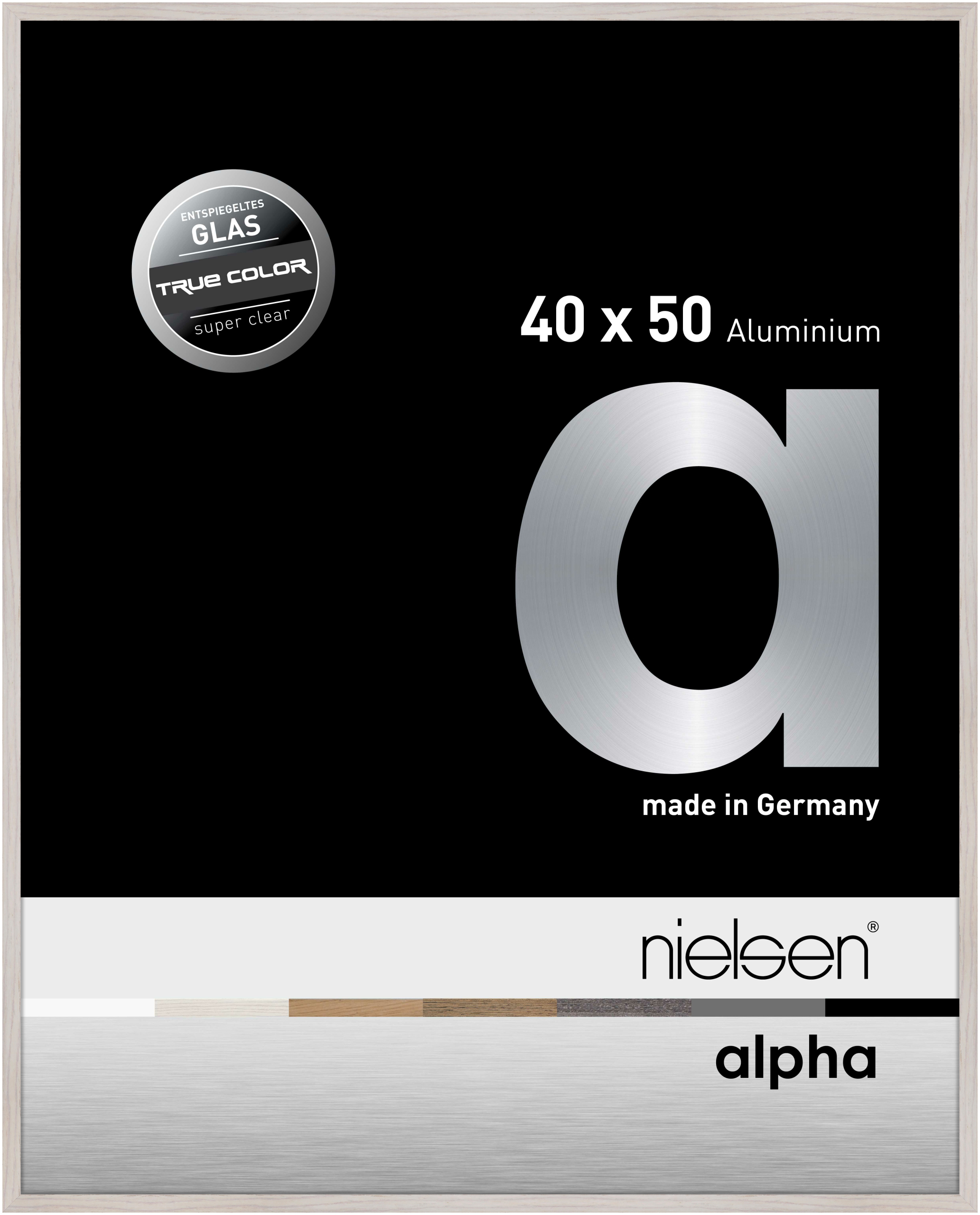 nielsen Aluminium Bilderrahmen Alpha True Color, 40x50 cm, Eiche Weiß