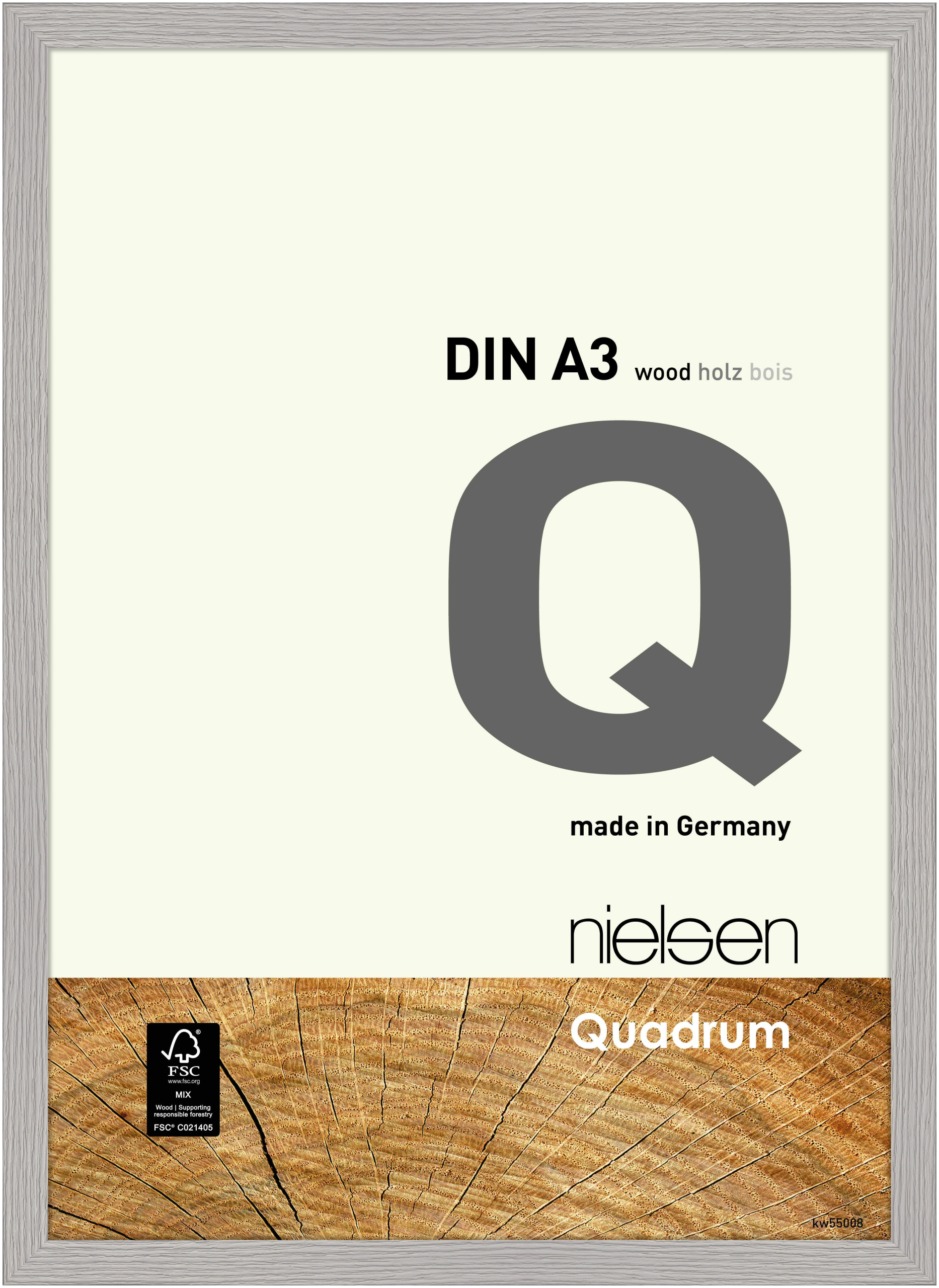 nielsen Holz Bilderrahmen Quadrum, 29,7x42 cm (A3), Zementgrau