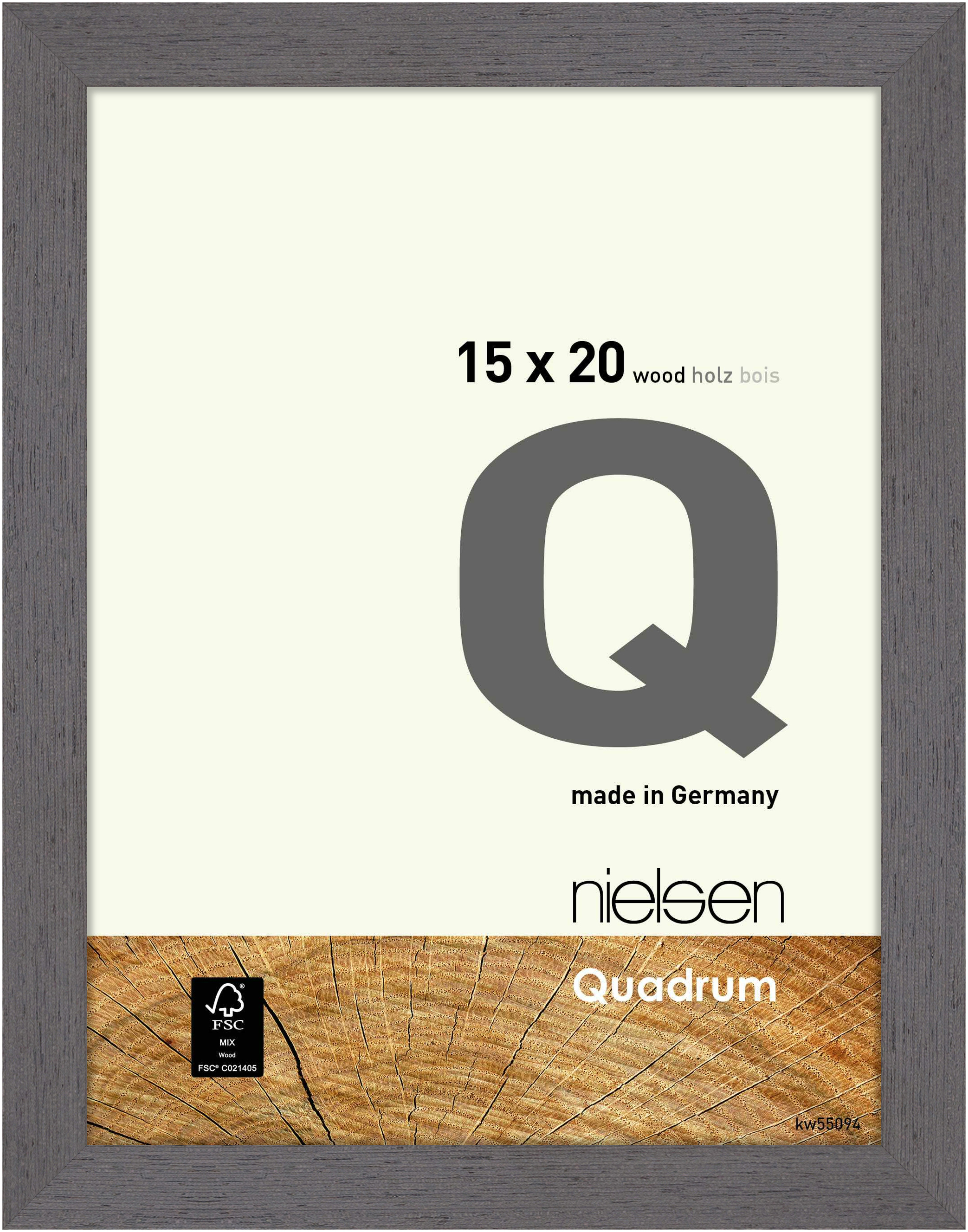 nielsen Holz Bilderrahmen Quadrum, 15x20 cm, Grau