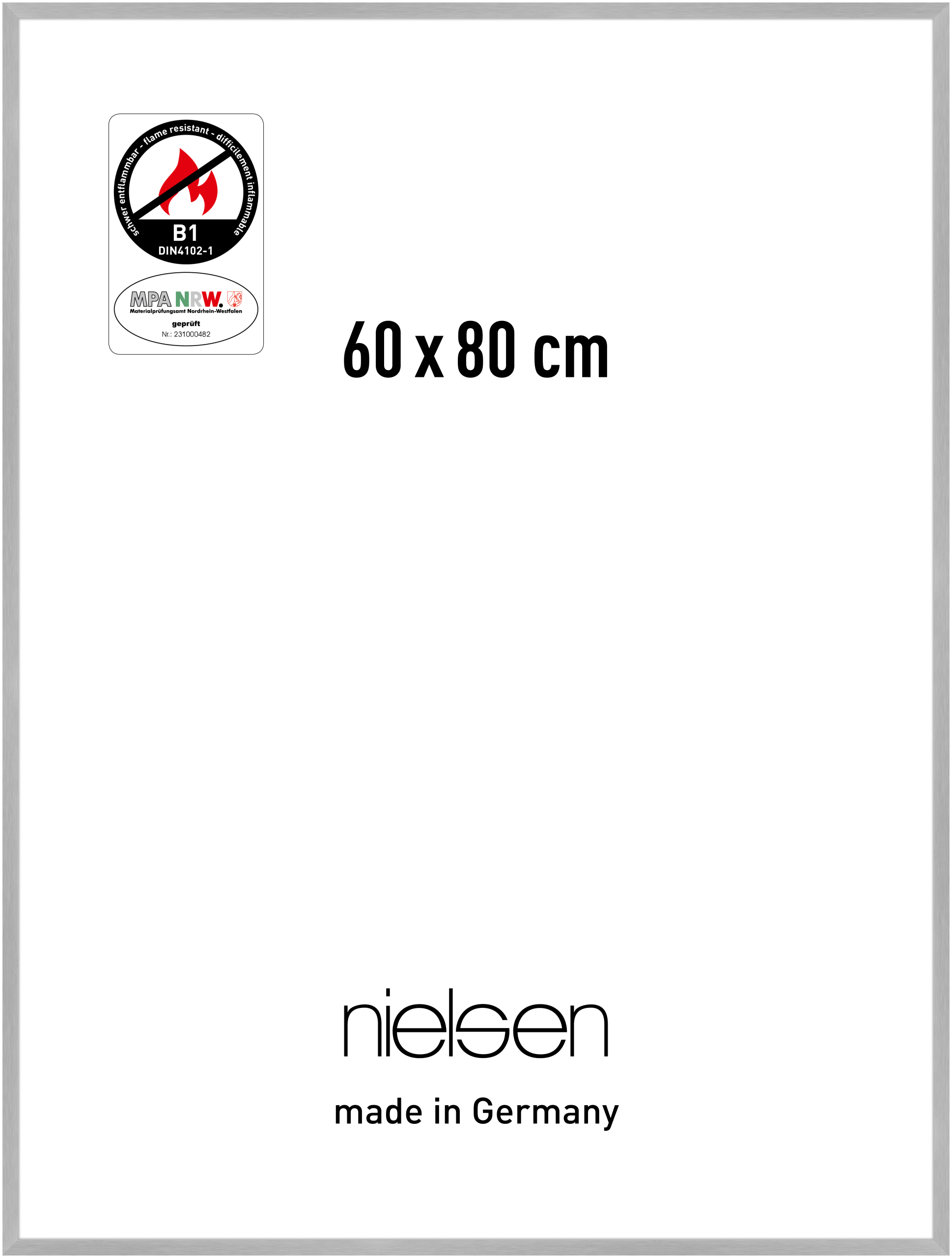 nielsen Aluminium Bilderrahmen C2-B1, 60x80 cm, Struktur Silber Matt