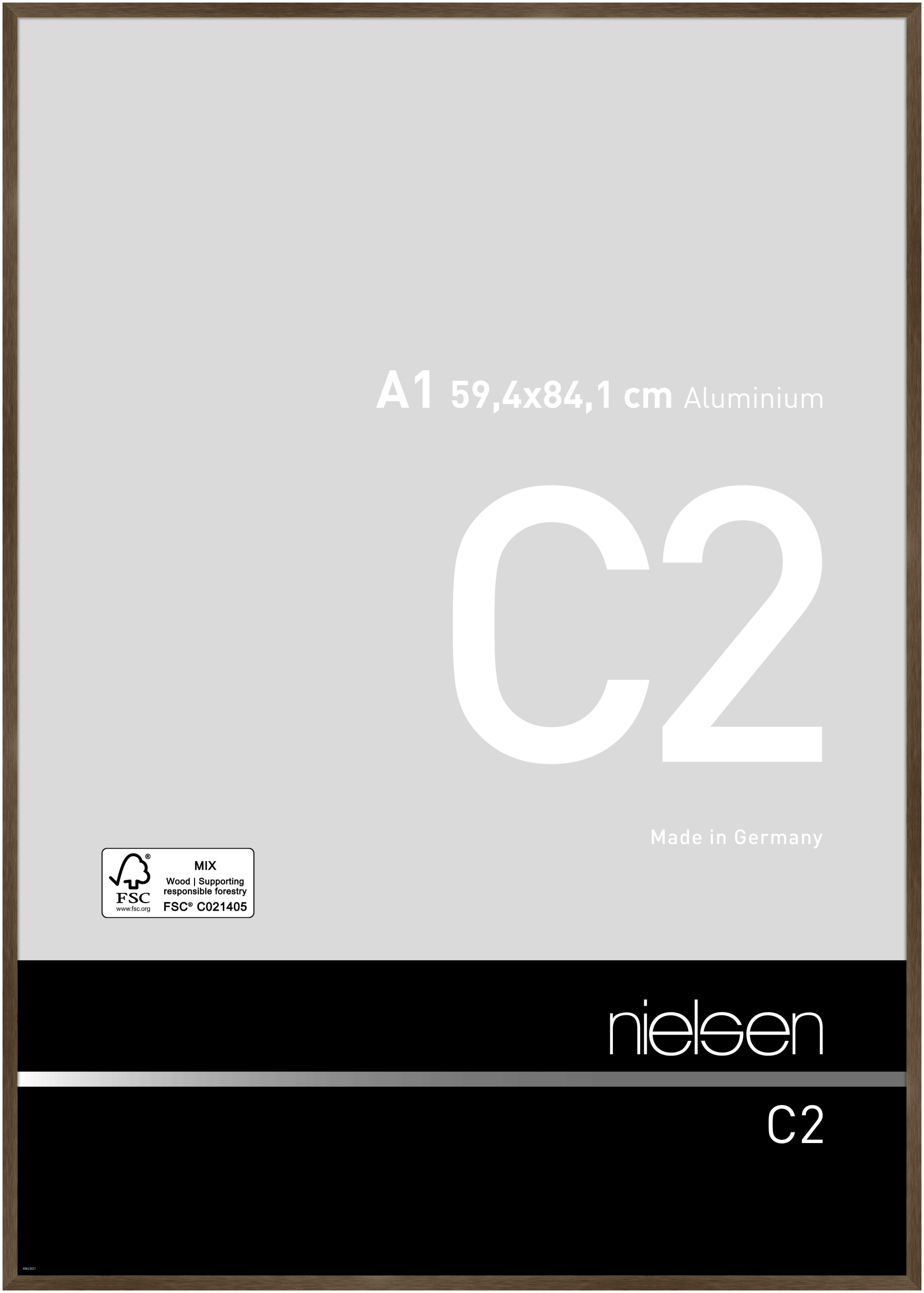 nielsen Aluminium Bilderrahmen C2, 59,4x84,1 cm (A1), Struktur Walnuss Matt