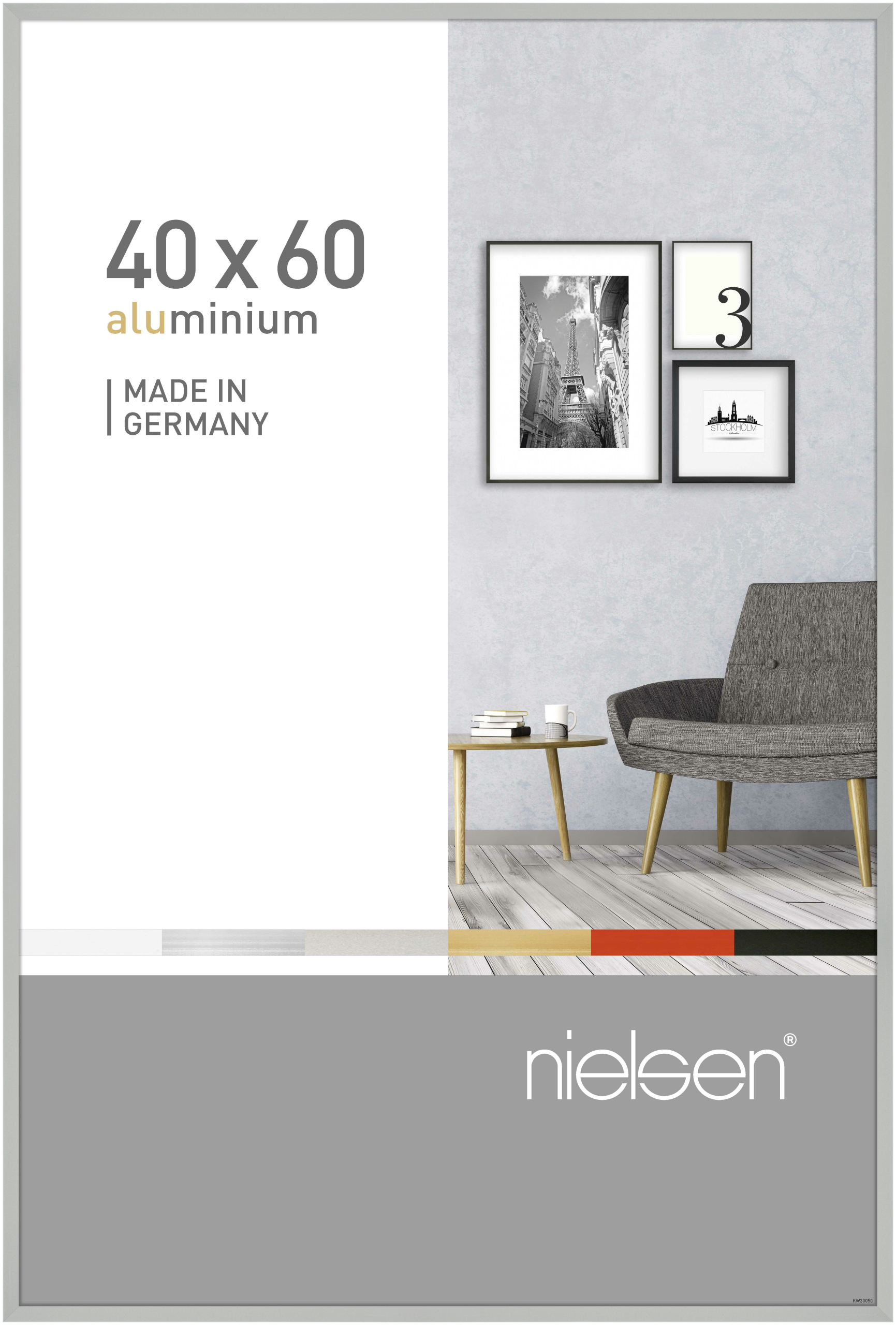 nielsen Aluminium Bilderrahmen Pixel, 40x60 cm, Silber Matt