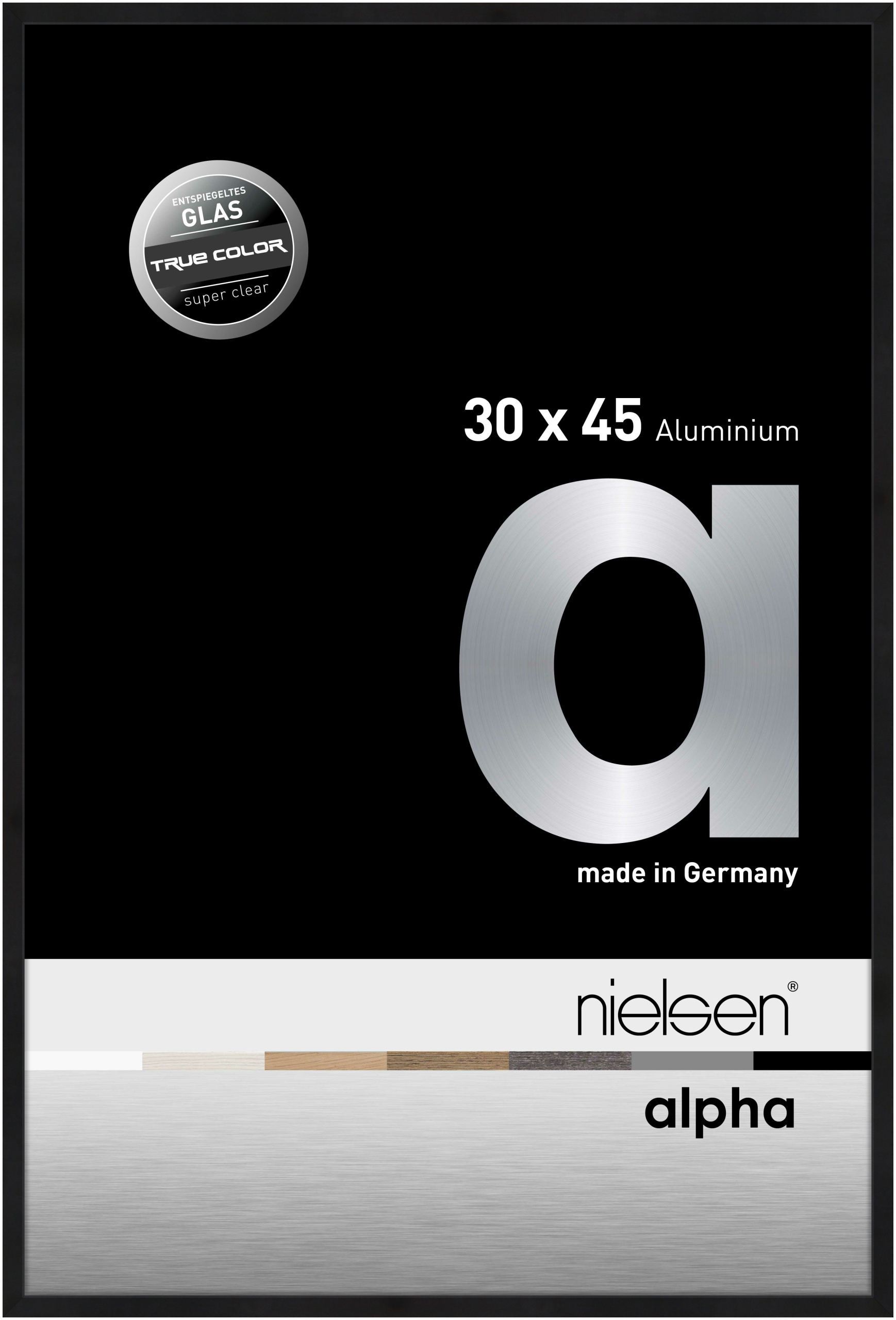 nielsen Aluminium Bilderrahmen Alpha True Color, 30x45 cm, Eloxal Schwarz Matt