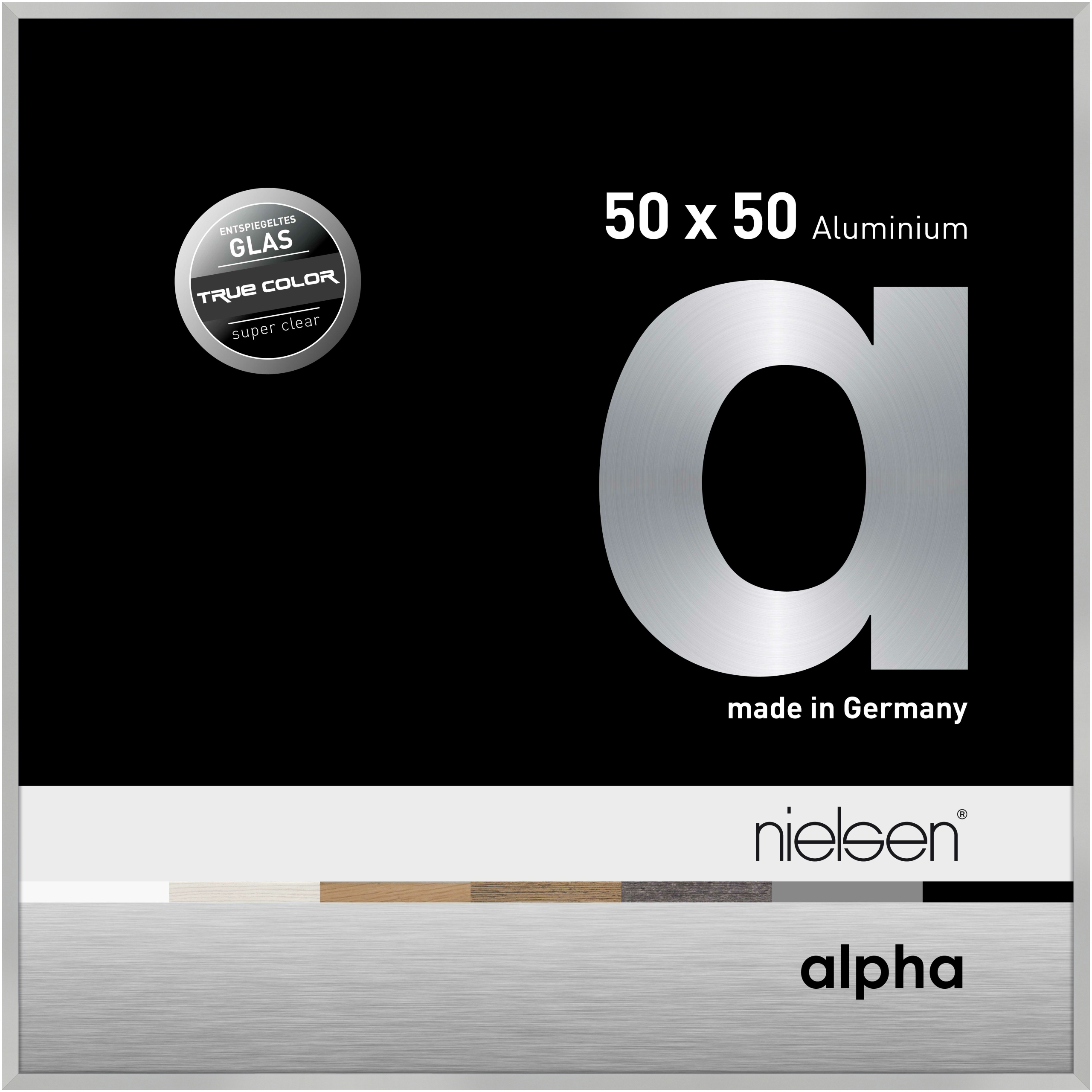 nielsen Aluminium Bilderrahmen Alpha True Color, 50x50 cm, Silber Matt