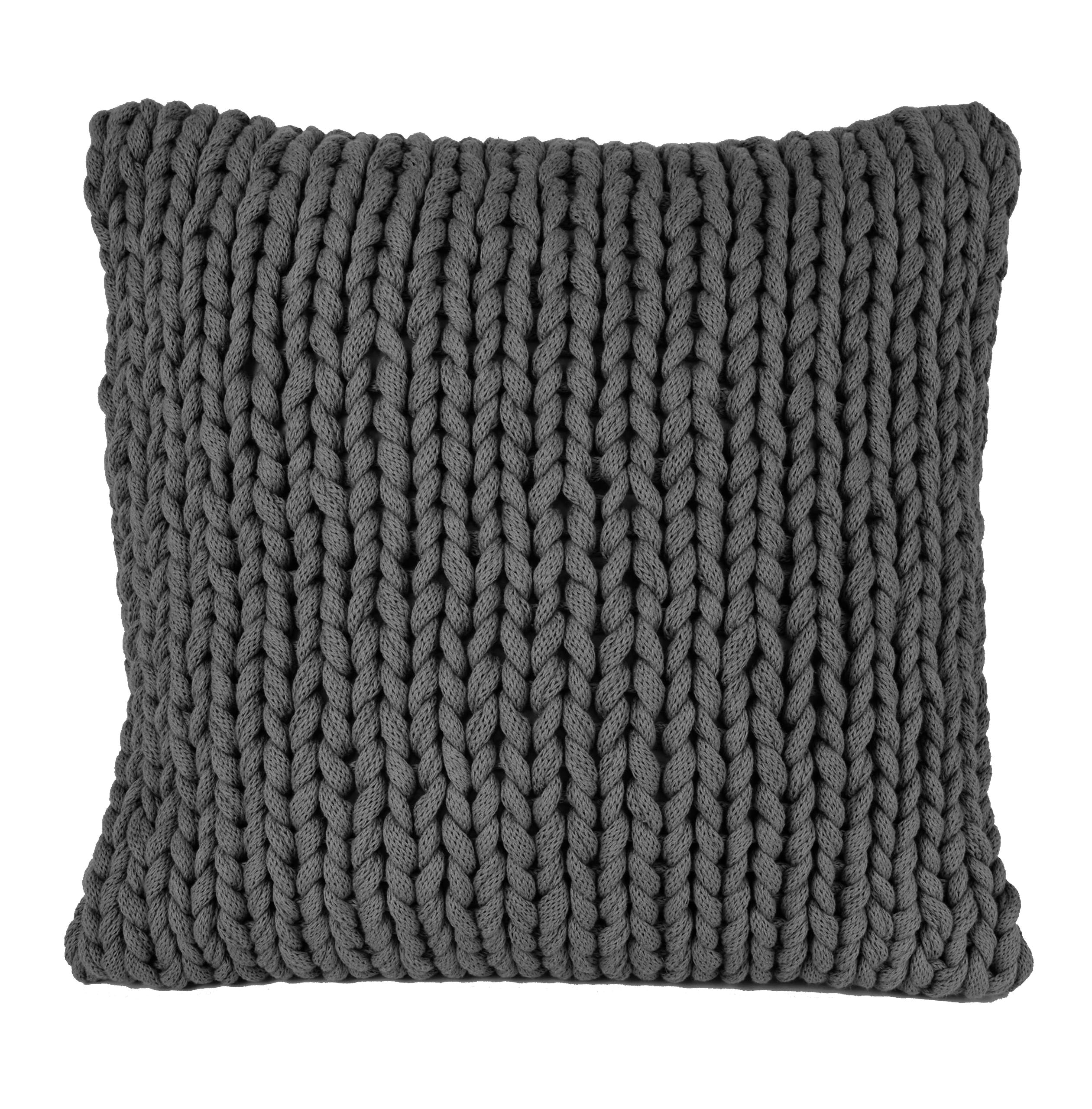 nielsen HOME Kissenbezug Marlin gestrickt, 50x50 cm, Dunkelgrau, 100% Baumwolle, Strick, OEKO-TEX Standard 100