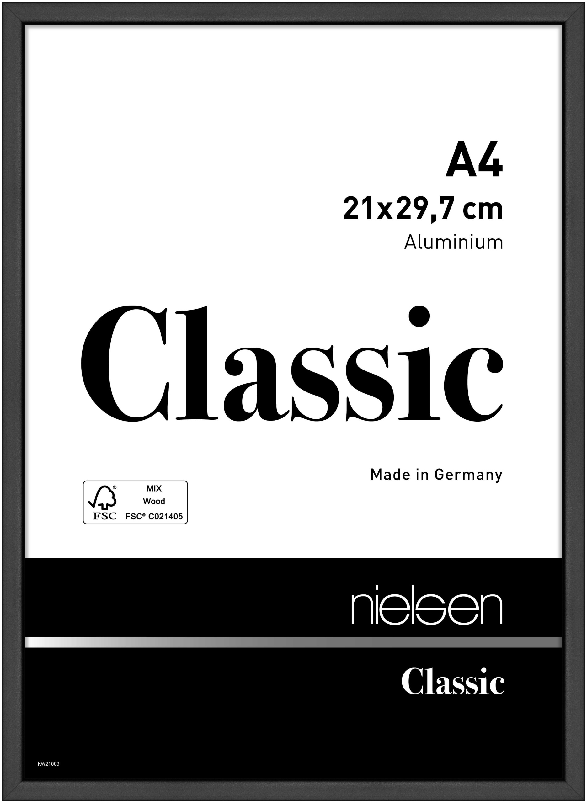 nielsen Aluminium Bilderrahmen Classic, 21x29,7 cm (A4), Schwarz Matt
