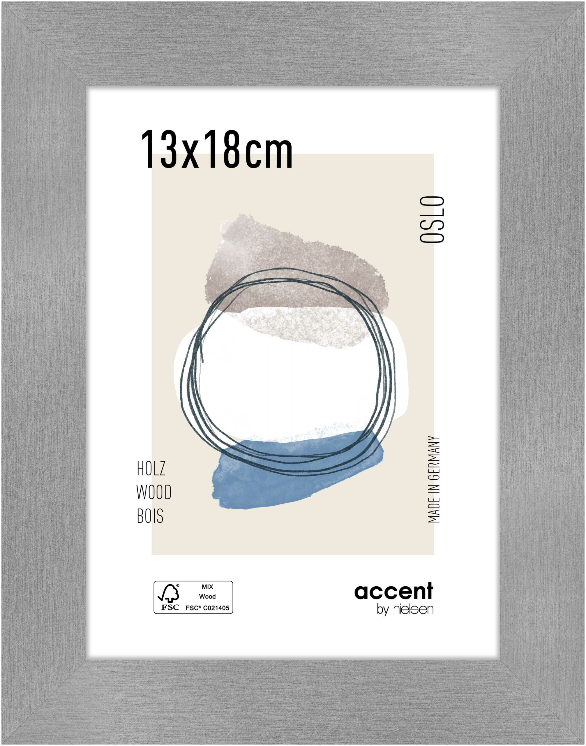 accent by nielsen Holz Bilderrahmen Oslo, 13x18 cm, Silber