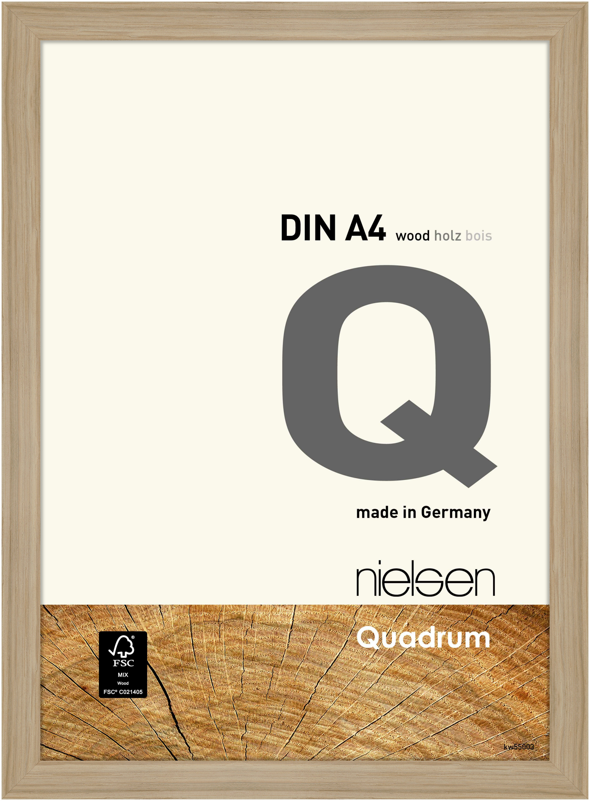 nielsen Holz Bilderrahmen Quadrum, 21x29,7 cm (A4), Eiche Natur