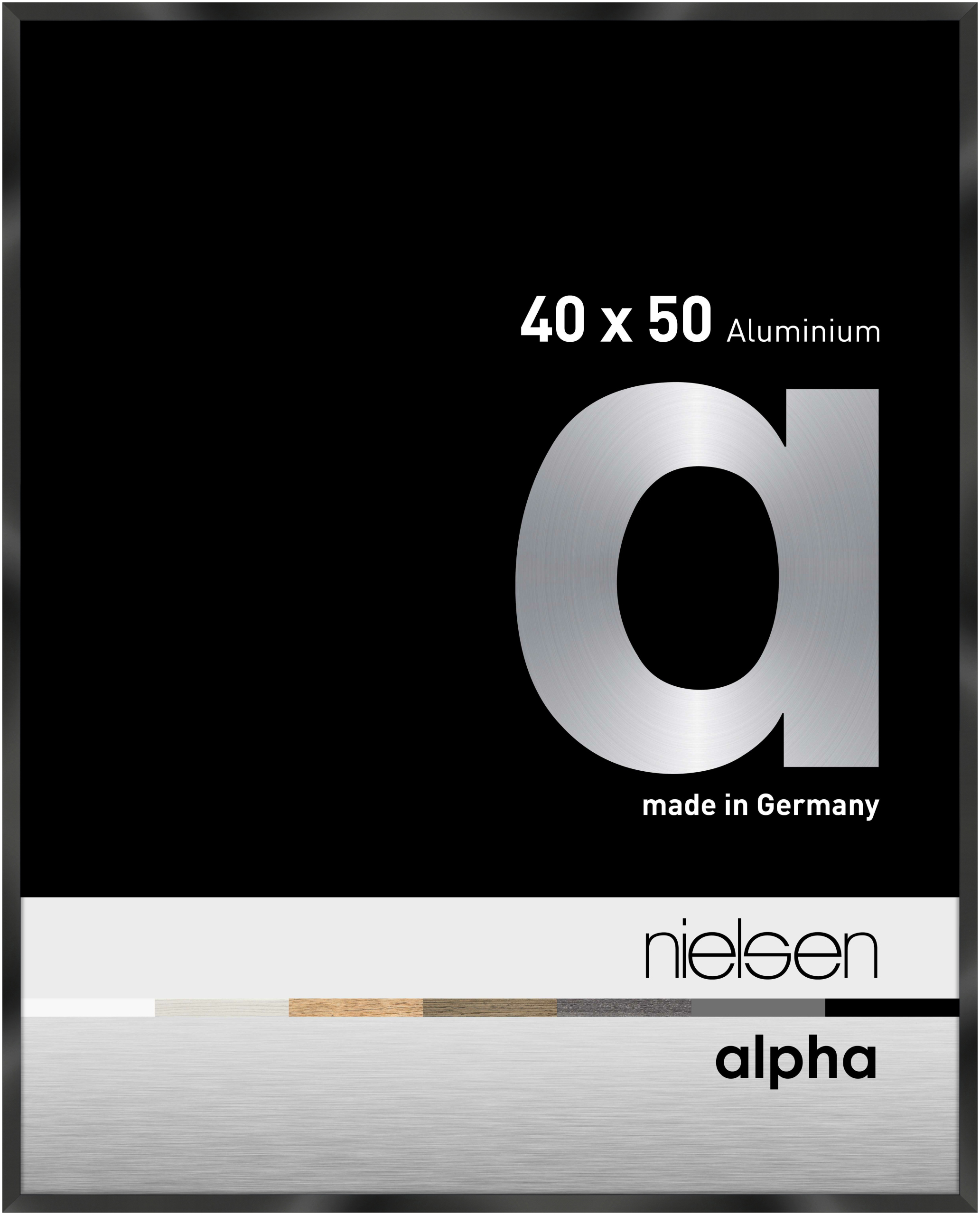 nielsen Aluminium Bilderrahmen Alpha, 40x50 cm, Eloxal Schwarz Glanz