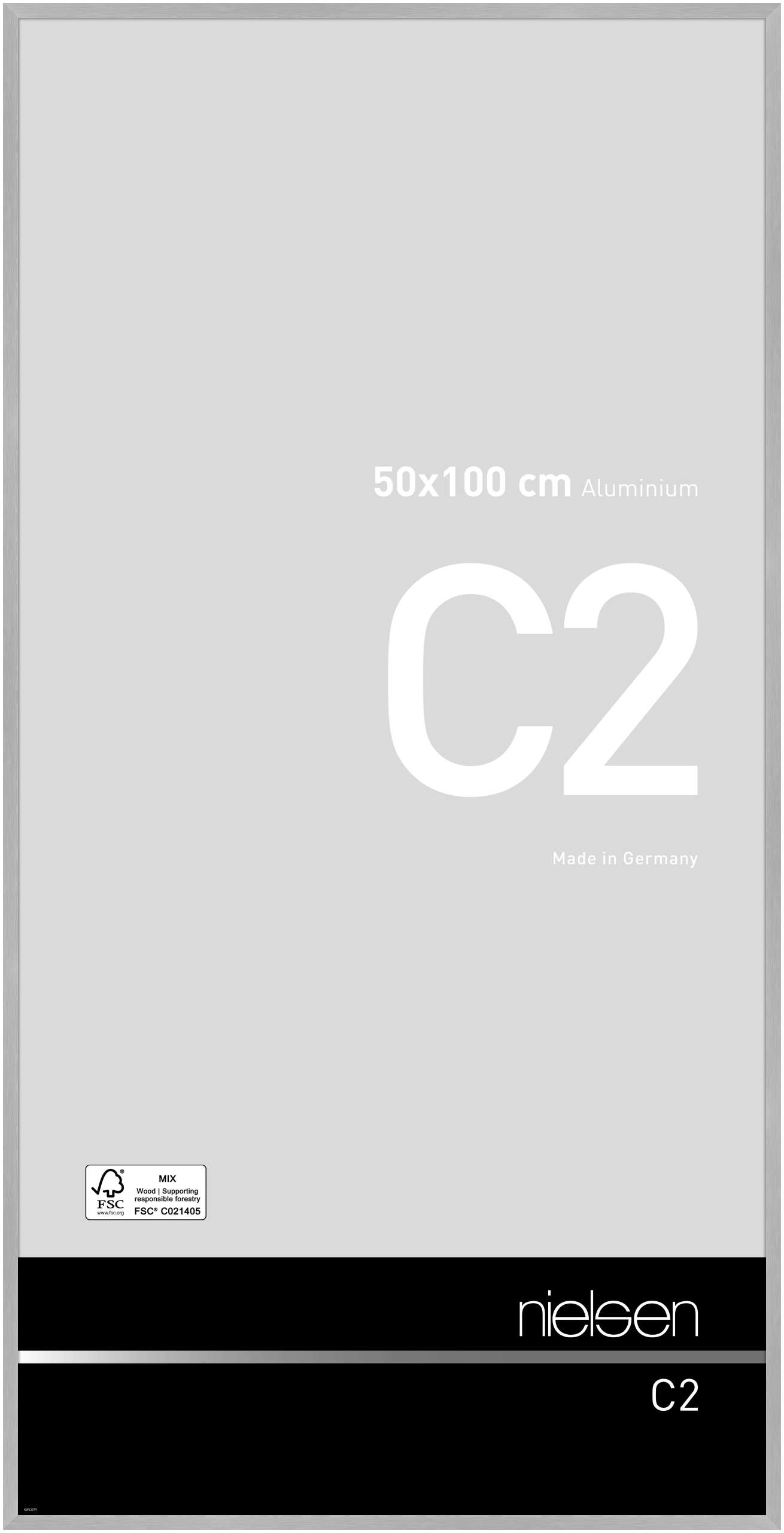 nielsen Aluminium Bilderrahmen C2, 50x100 cm, Struktur Silber Matt