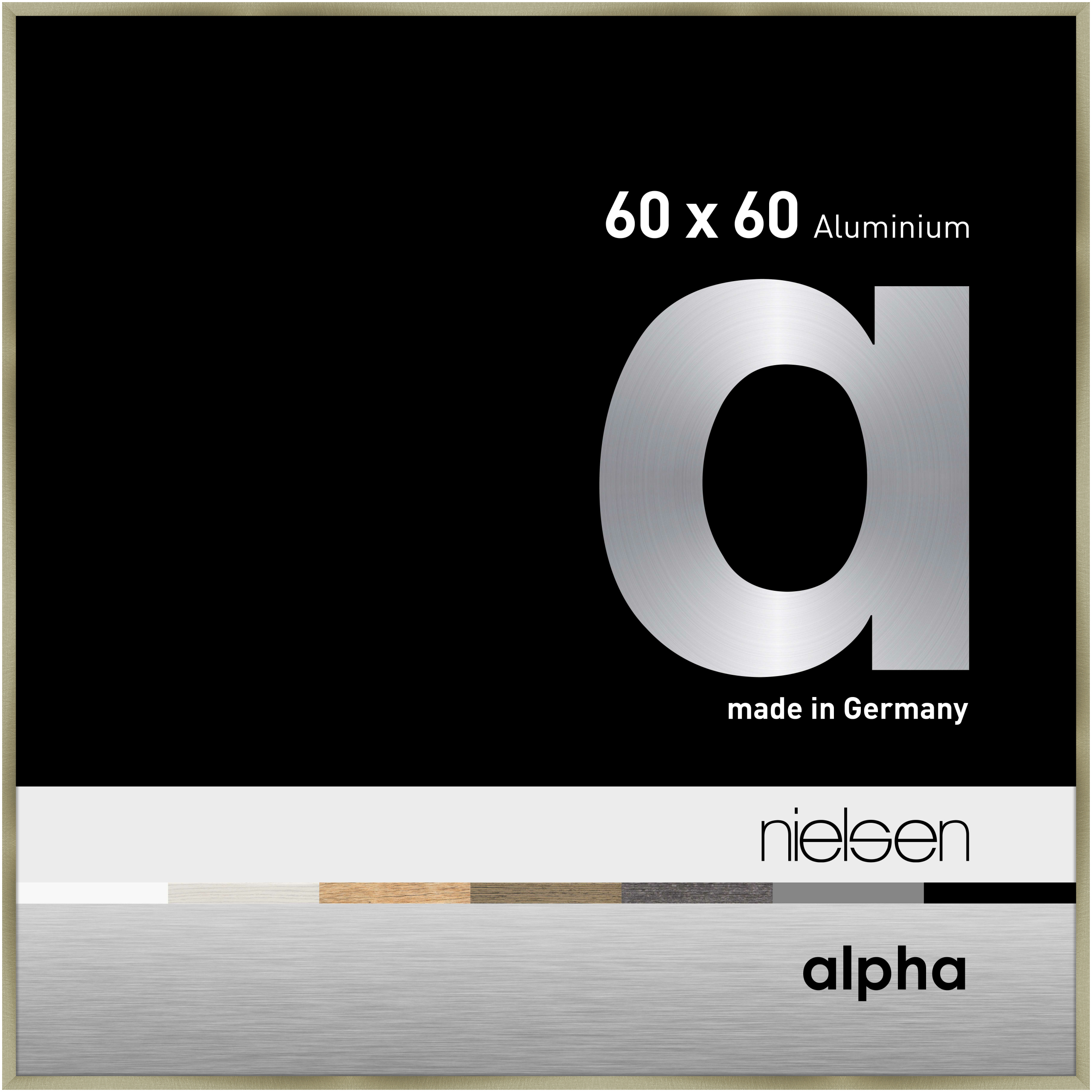 nielsen Aluminium Bilderrahmen Alpha, 60x60 cm, Brushed Edelstahl