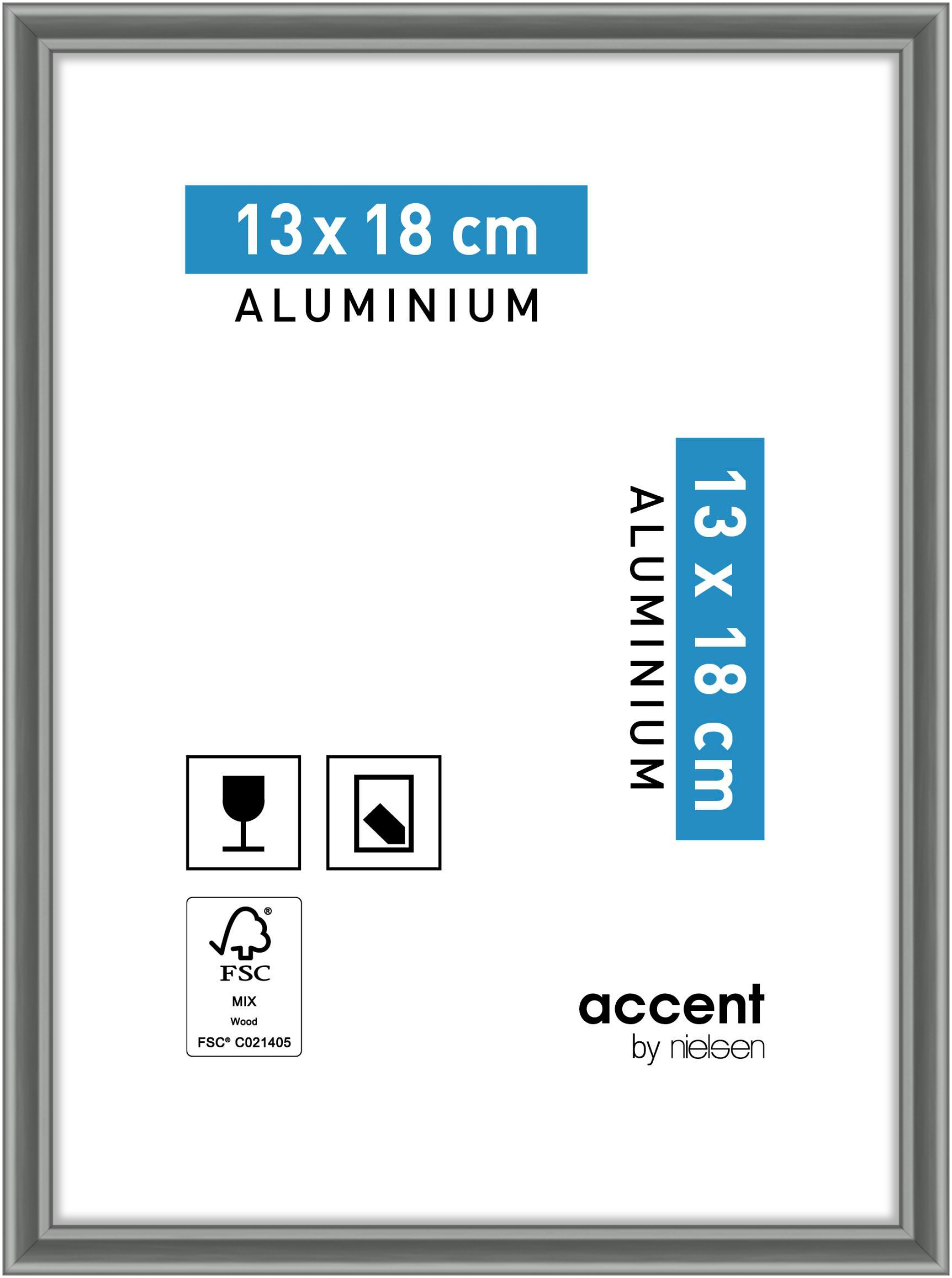 accent by nielsen Aluminium Bilderrahmen Accent, 13x18 cm, Stahlgrau