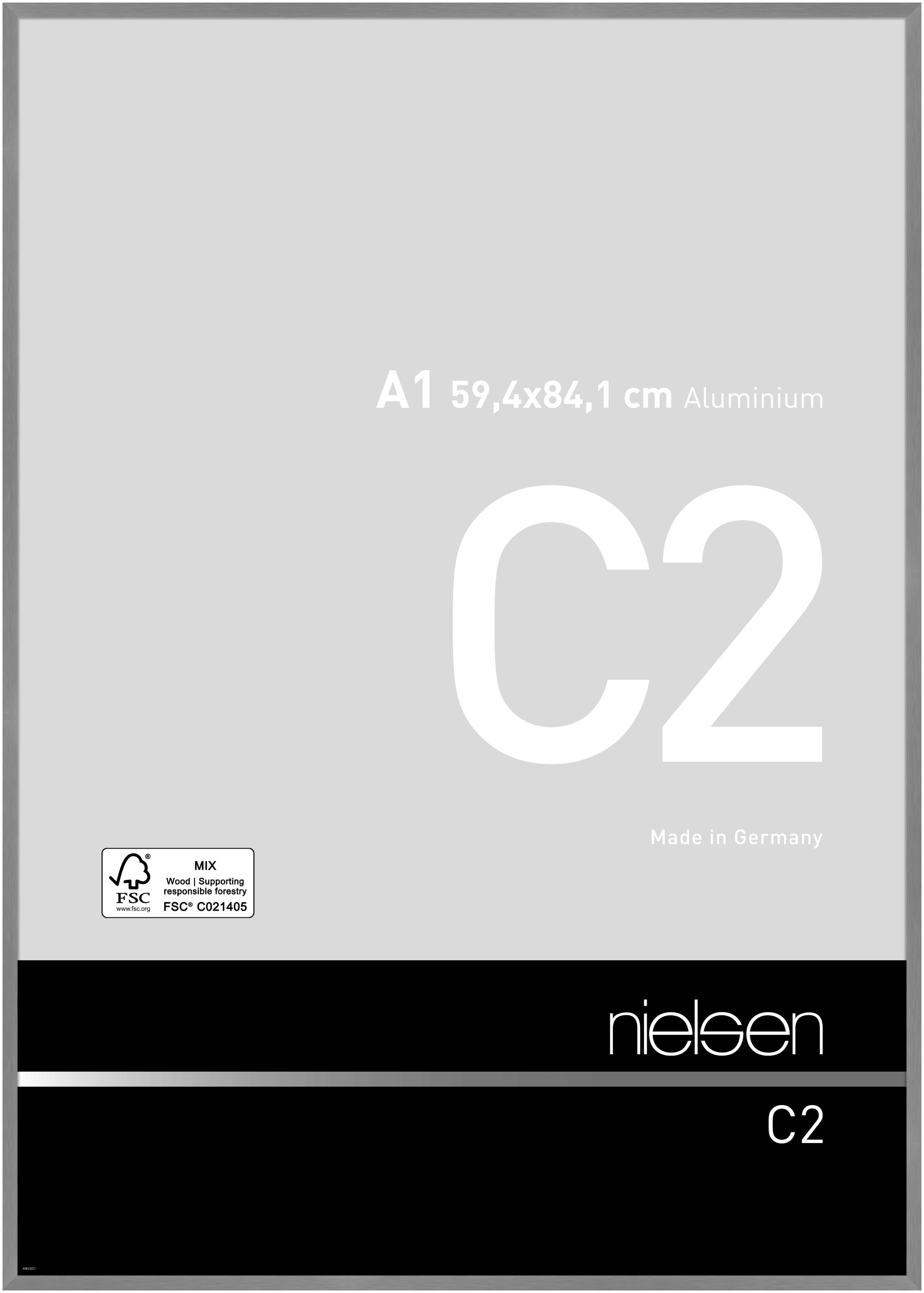 nielsen Aluminium Bilderrahmen C2 Vision, 59,4x84,1cm (A1), Struktur Grau matt