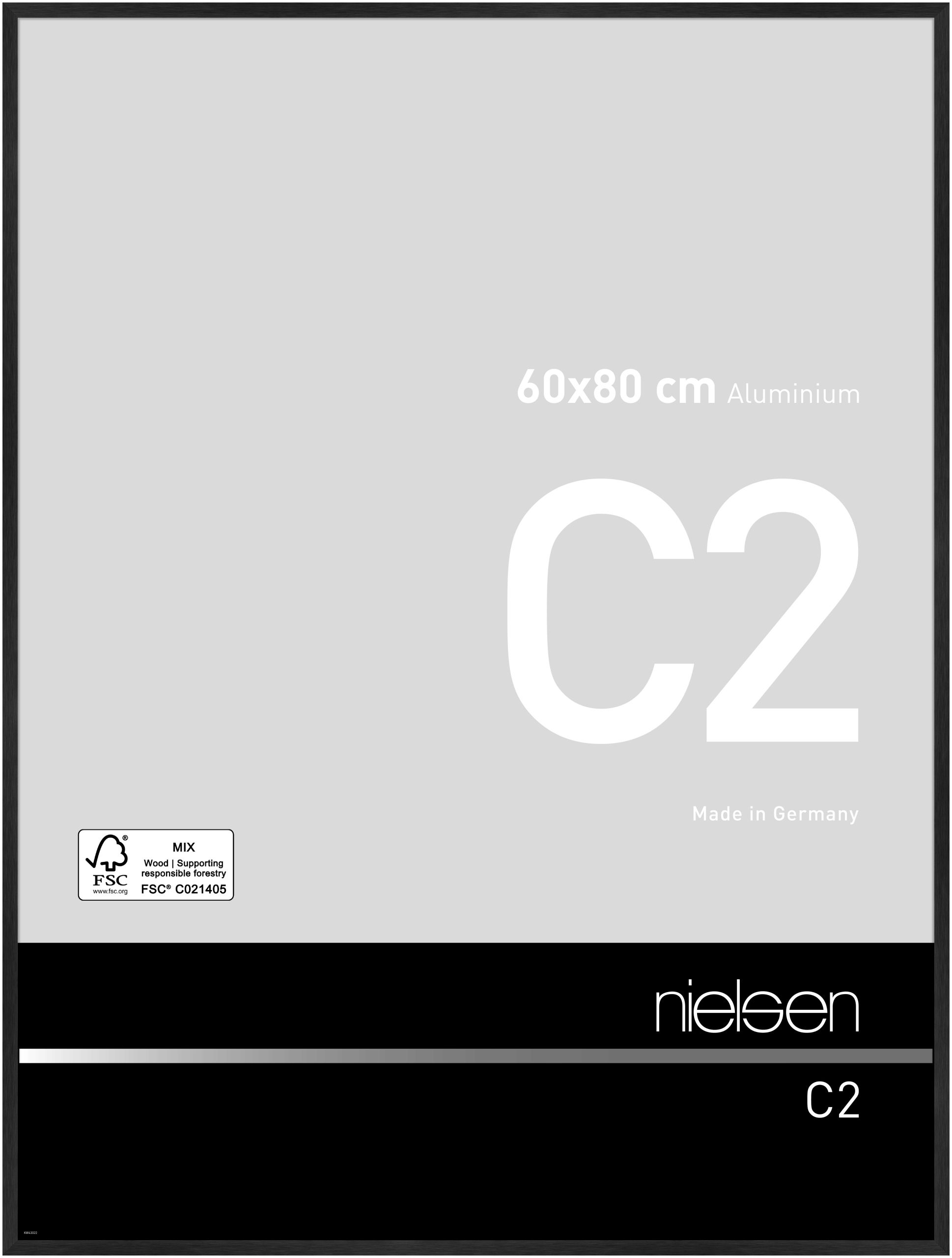 nielsen Aluminium Bilderrahmen C2, 60x80 cm, Struktur Schwarz Matt