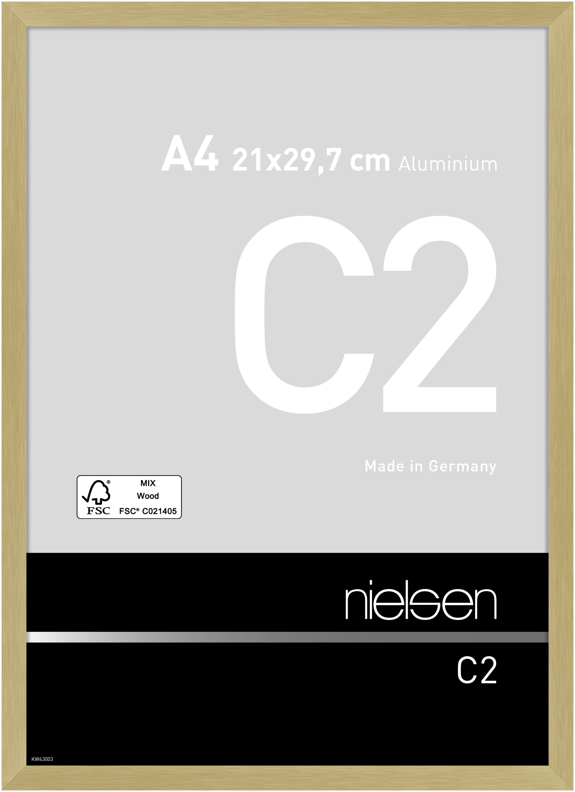 nielsen Aluminium Bilderrahmen C2, 21x29,7 cm (A4), Struktur Gold Matt