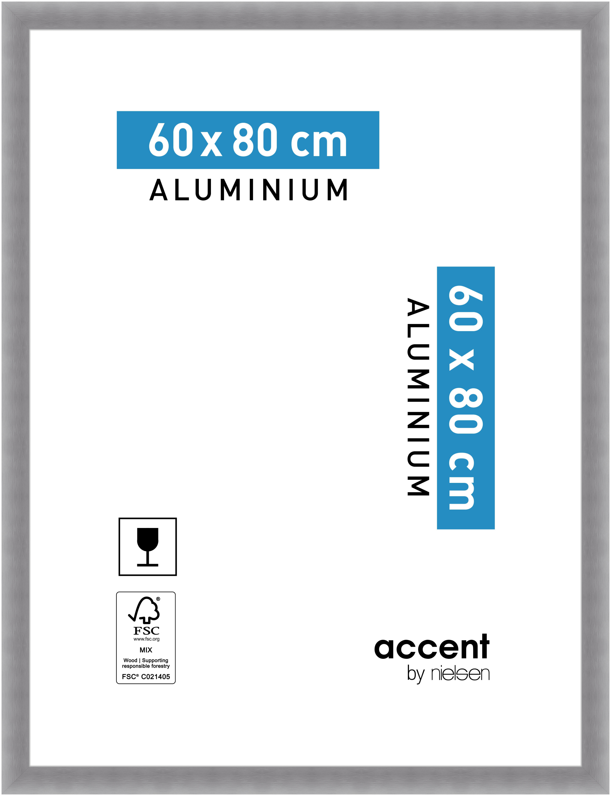 accent by nielsen Aluminium Bilderrahmen Largo, 60x80 cm, Struktur Silber Matt