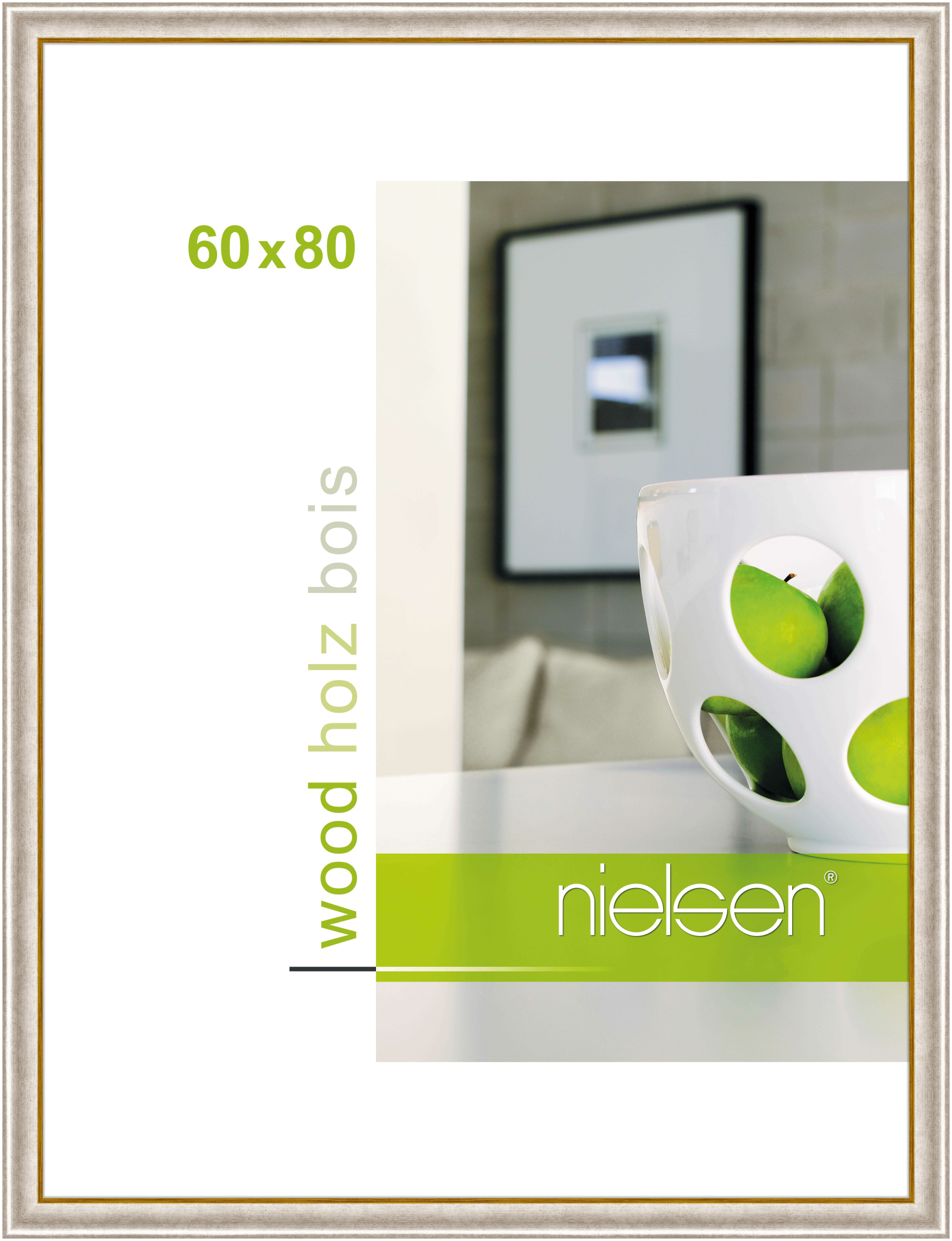 nielsen Holz Bilderrahmen Derby, 60x80 cm, Silber