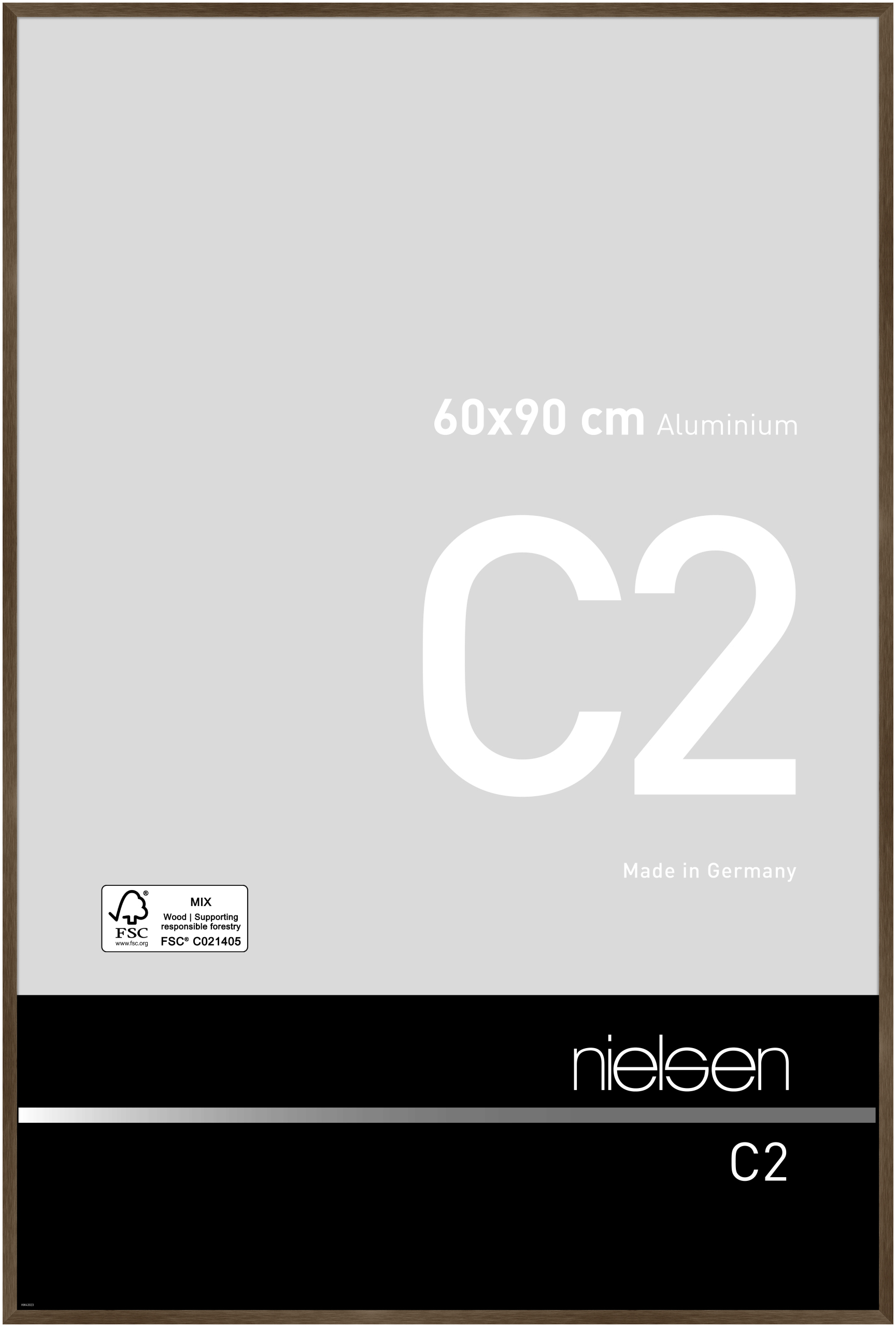nielsen Aluminium Bilderrahmen C2, 60x90 cm, Struktur Walnuss Matt