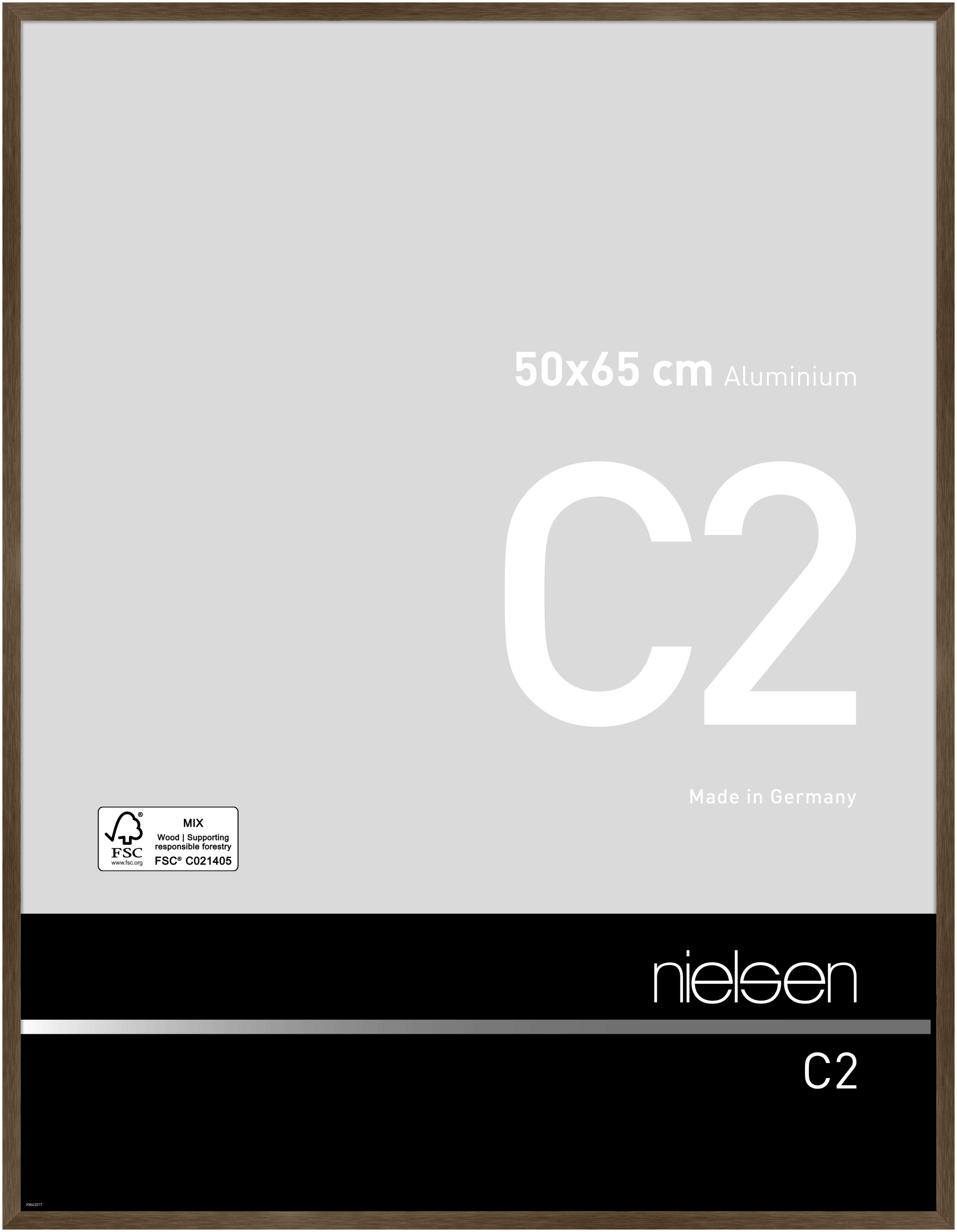 nielsen Aluminium Bilderrahmen C2, 50x65 cm, Struktur Walnuss Matt