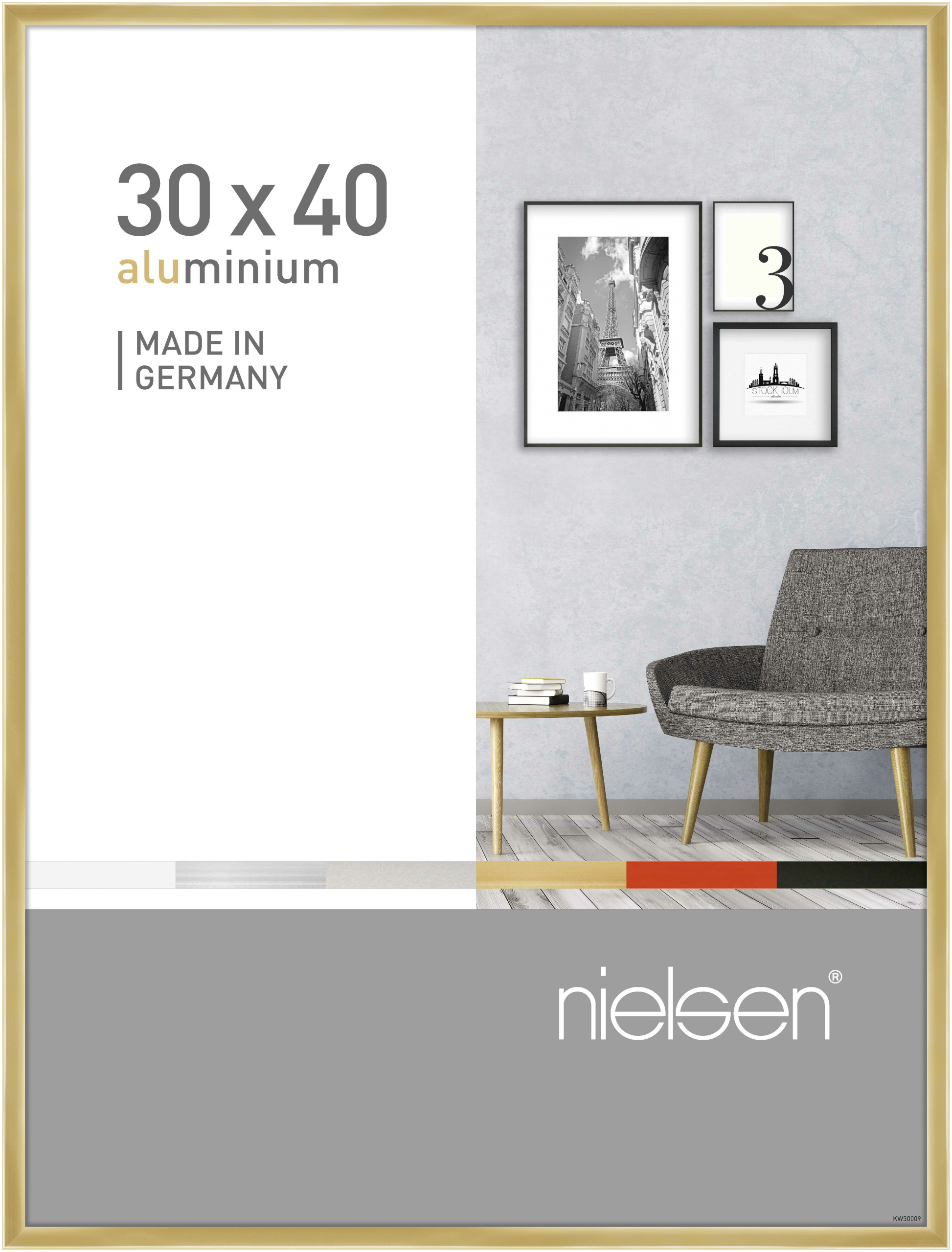 nielsen Aluminium Bilderrahmen Pixel, 30x40 cm, Gold