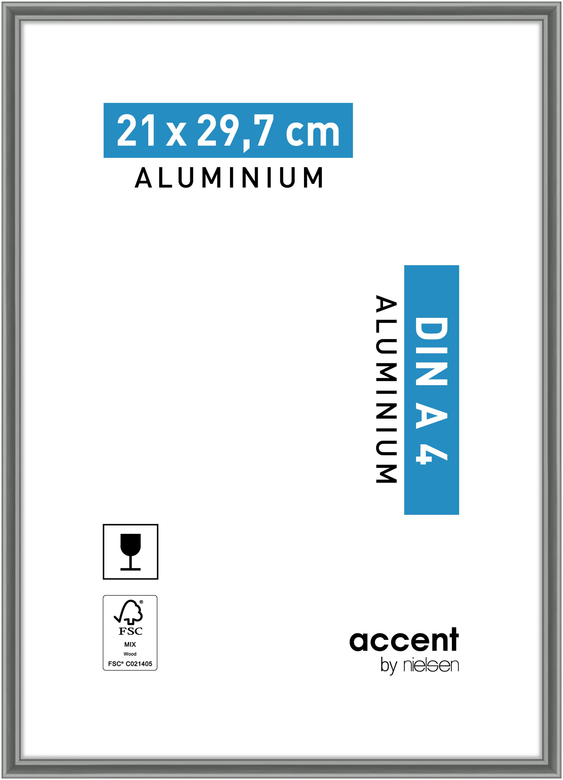accent by nielsen Aluminium Bilderrahmen Accent, 21x29,7 cm (A4), Stahlgrau