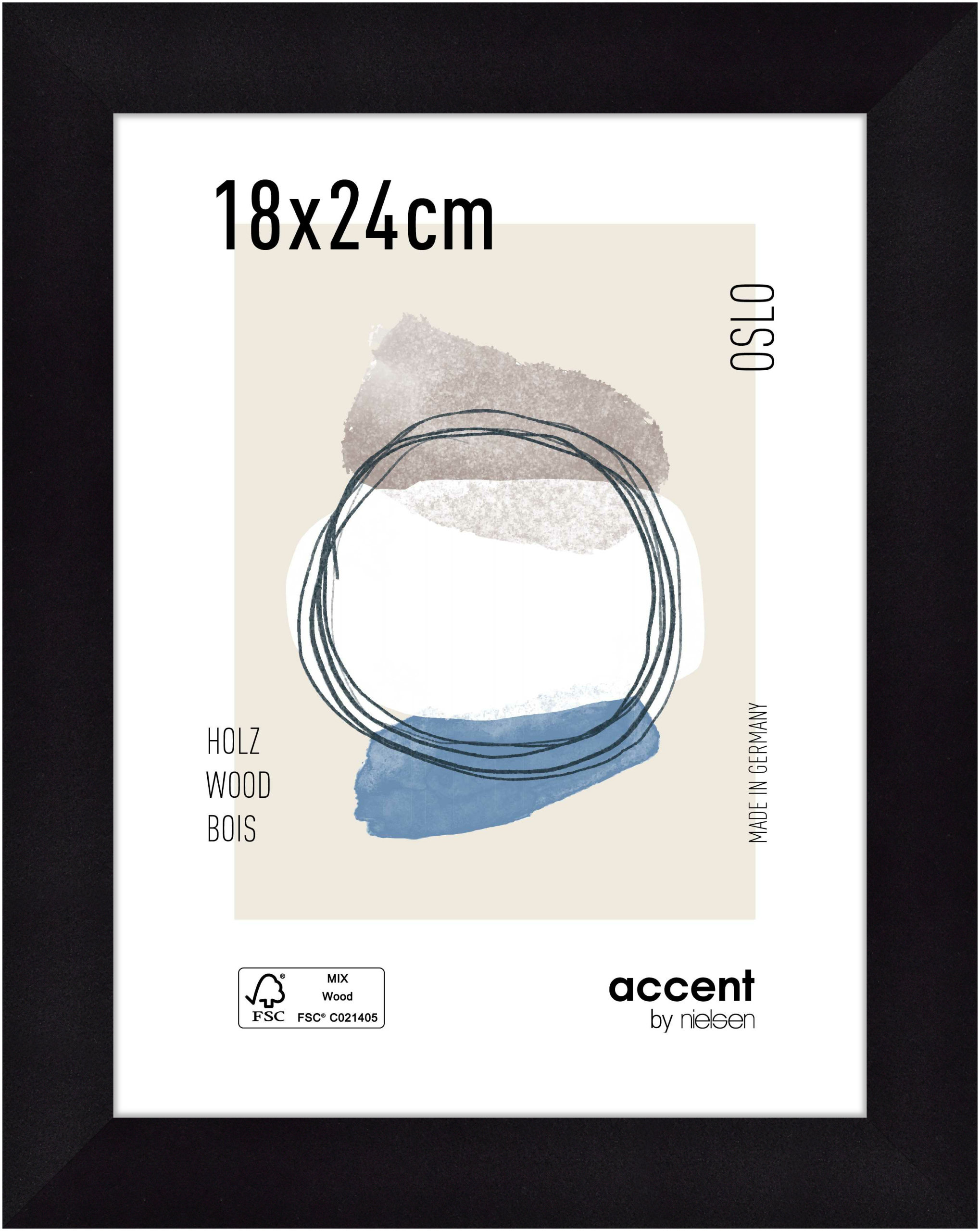 accent by nielsen Holz Bilderrahmen Oslo, 18x24 cm, Schwarz