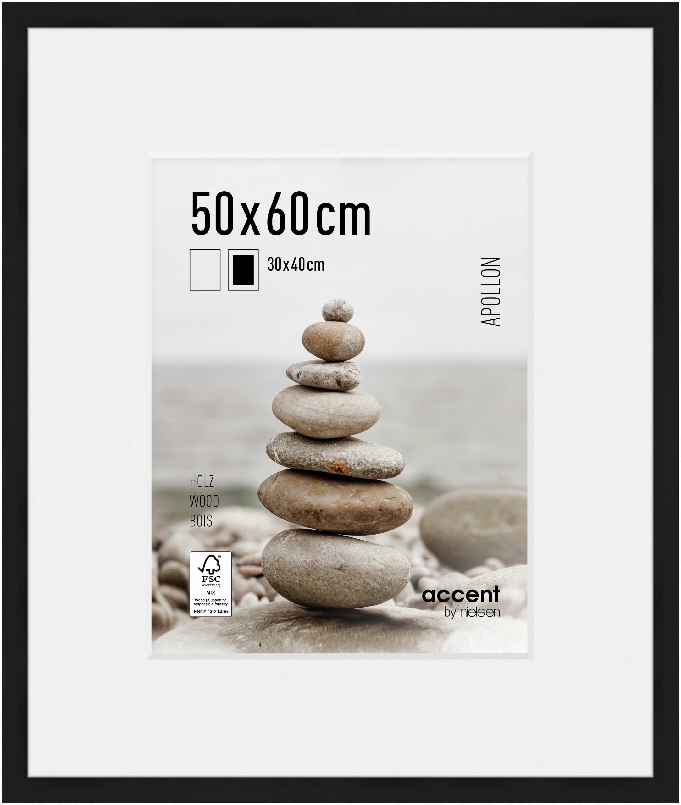 accent by nielsen Holz Bilderrahmen Apollon, 50x60 cm, Schwarz