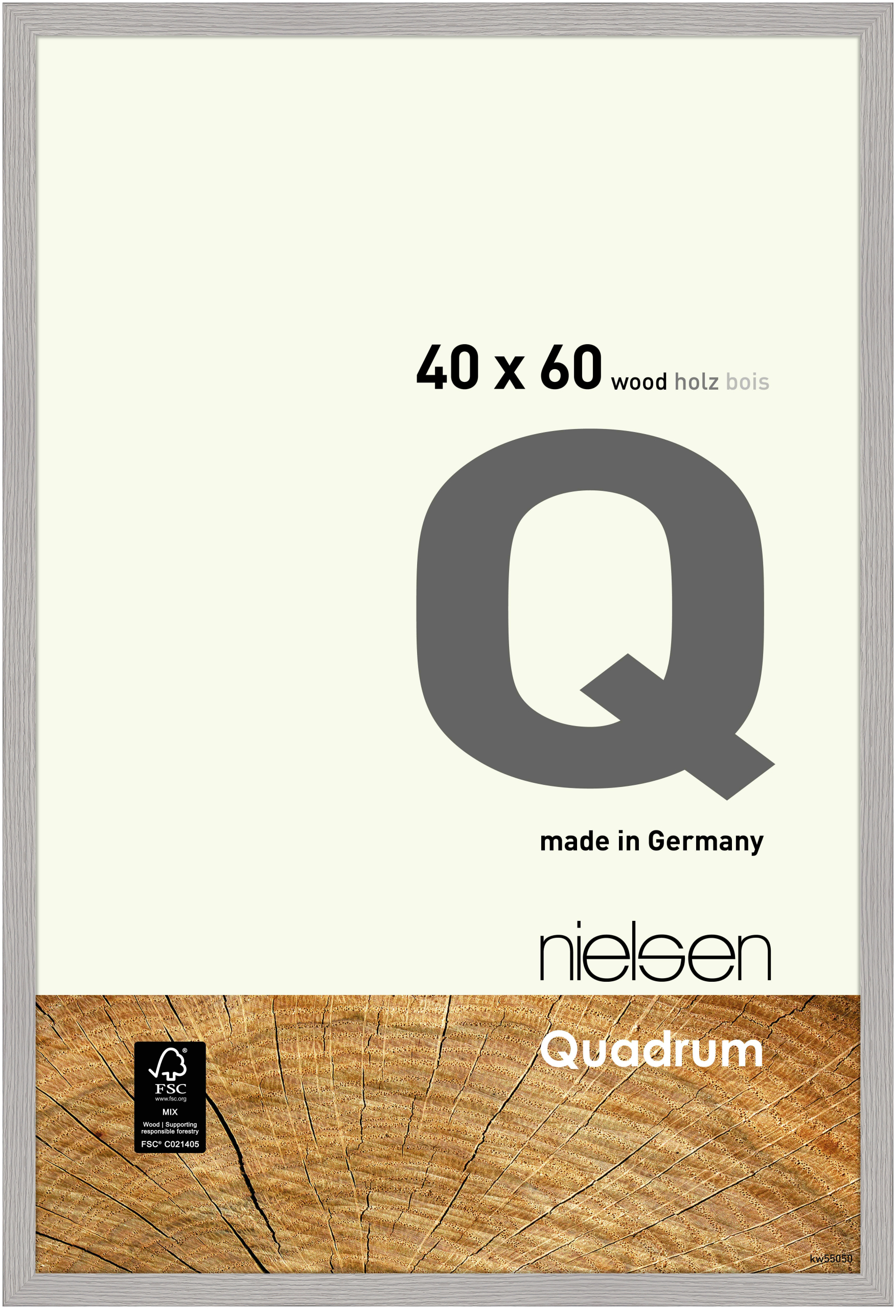 nielsen Holz Bilderrahmen Quadrum, 40x60 cm, Zementgrau