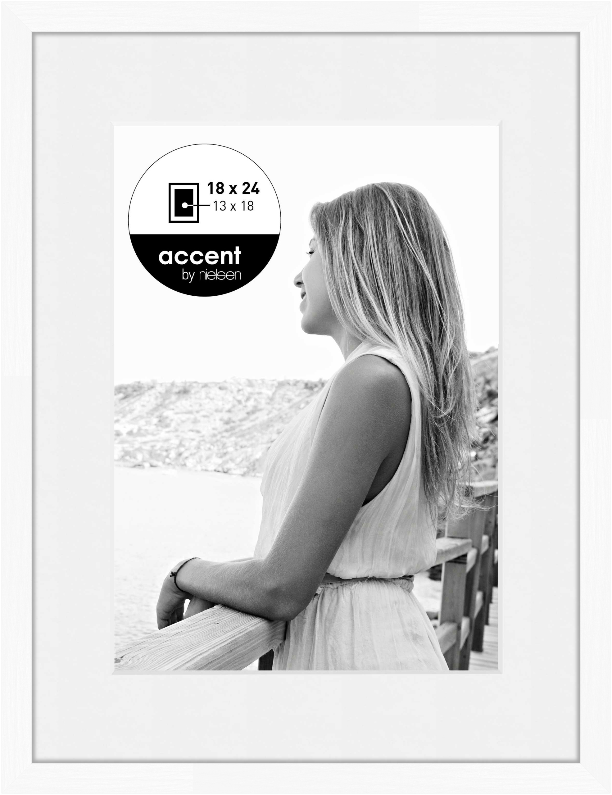 accent by nielsen Holz Bilderrahmen Aura, 18x24 cm, Weiß