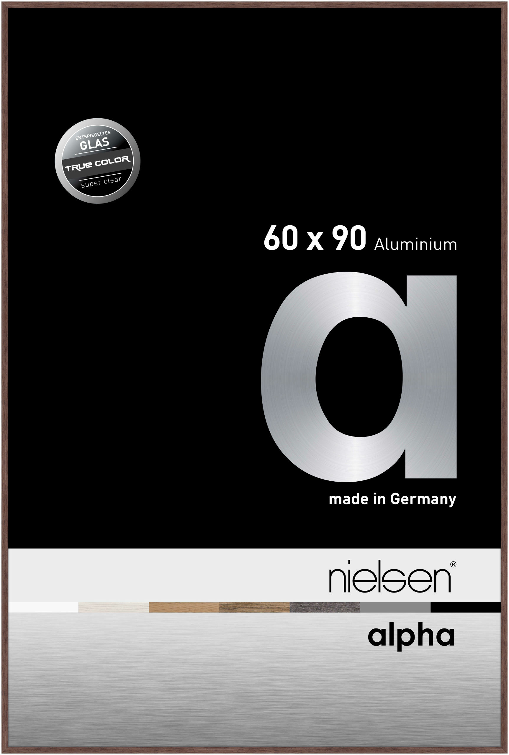 nielsen Aluminium Bilderrahmen Alpha True Color, 60x90 cm, Wengé Hell