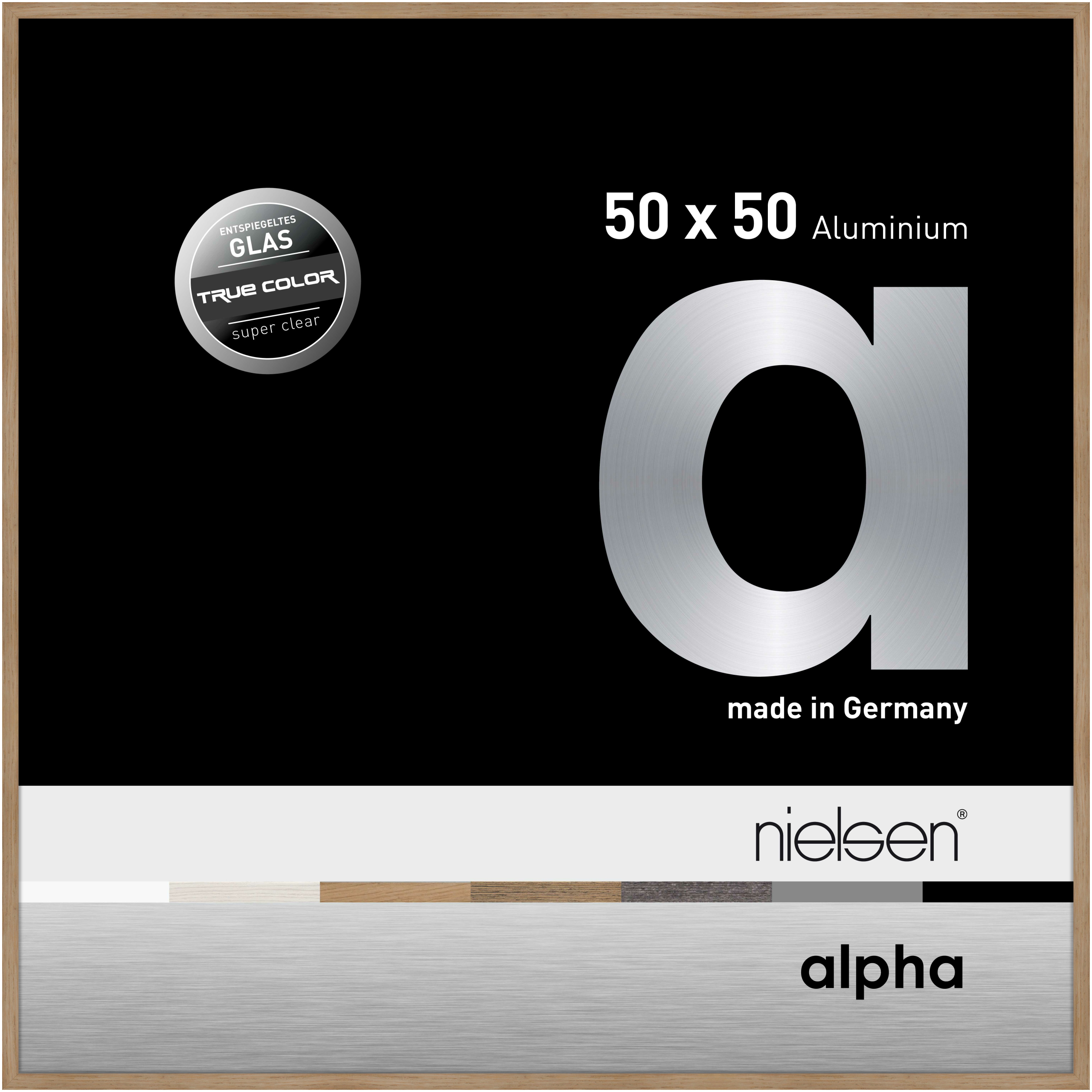 nielsen Aluminium Bilderrahmen Alpha True Color, 50x50 cm, Eiche