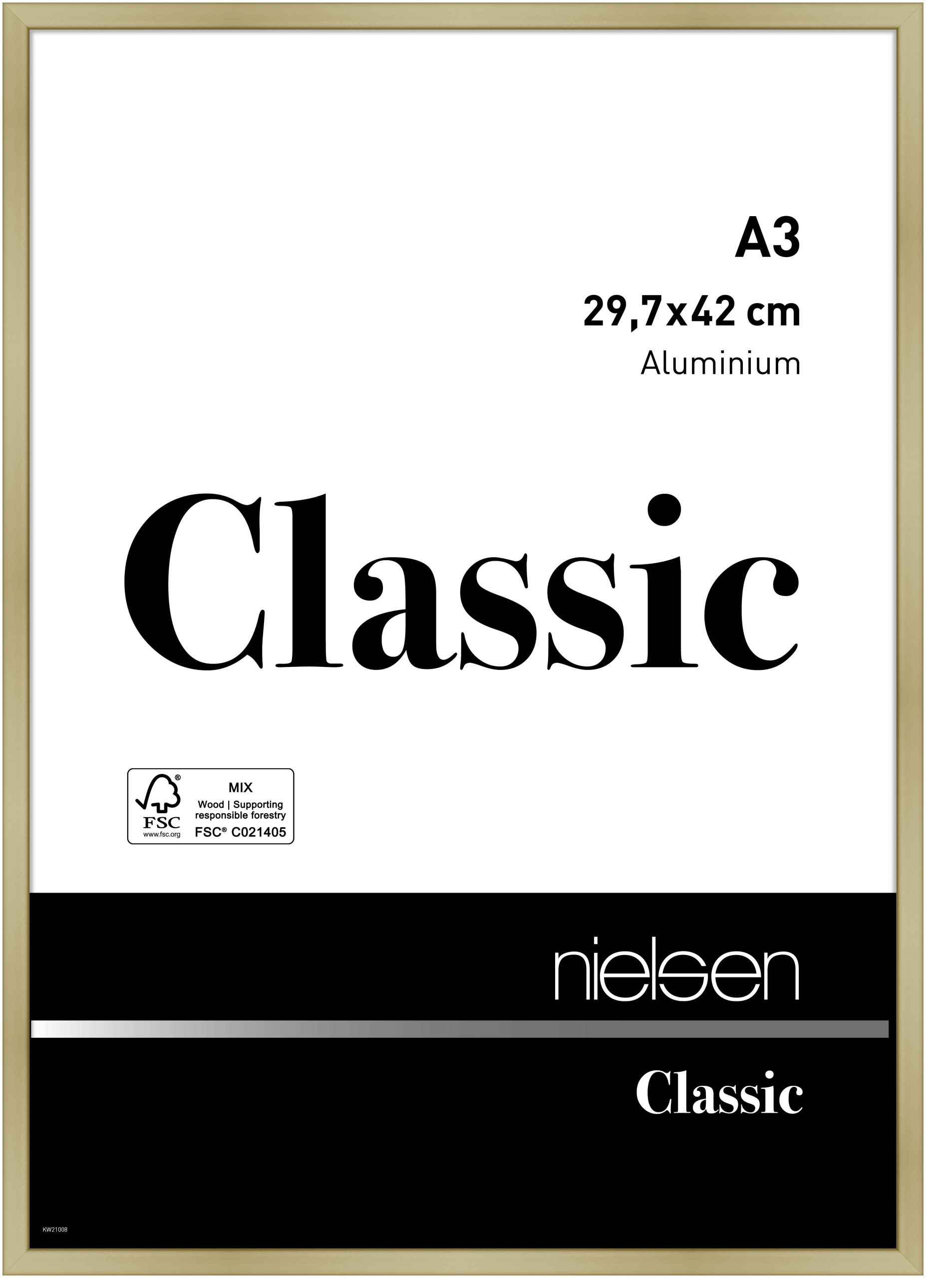 nielsen Aluminium Bilderrahmen Classic, 29,7x42 cm (A3), Gold Matt