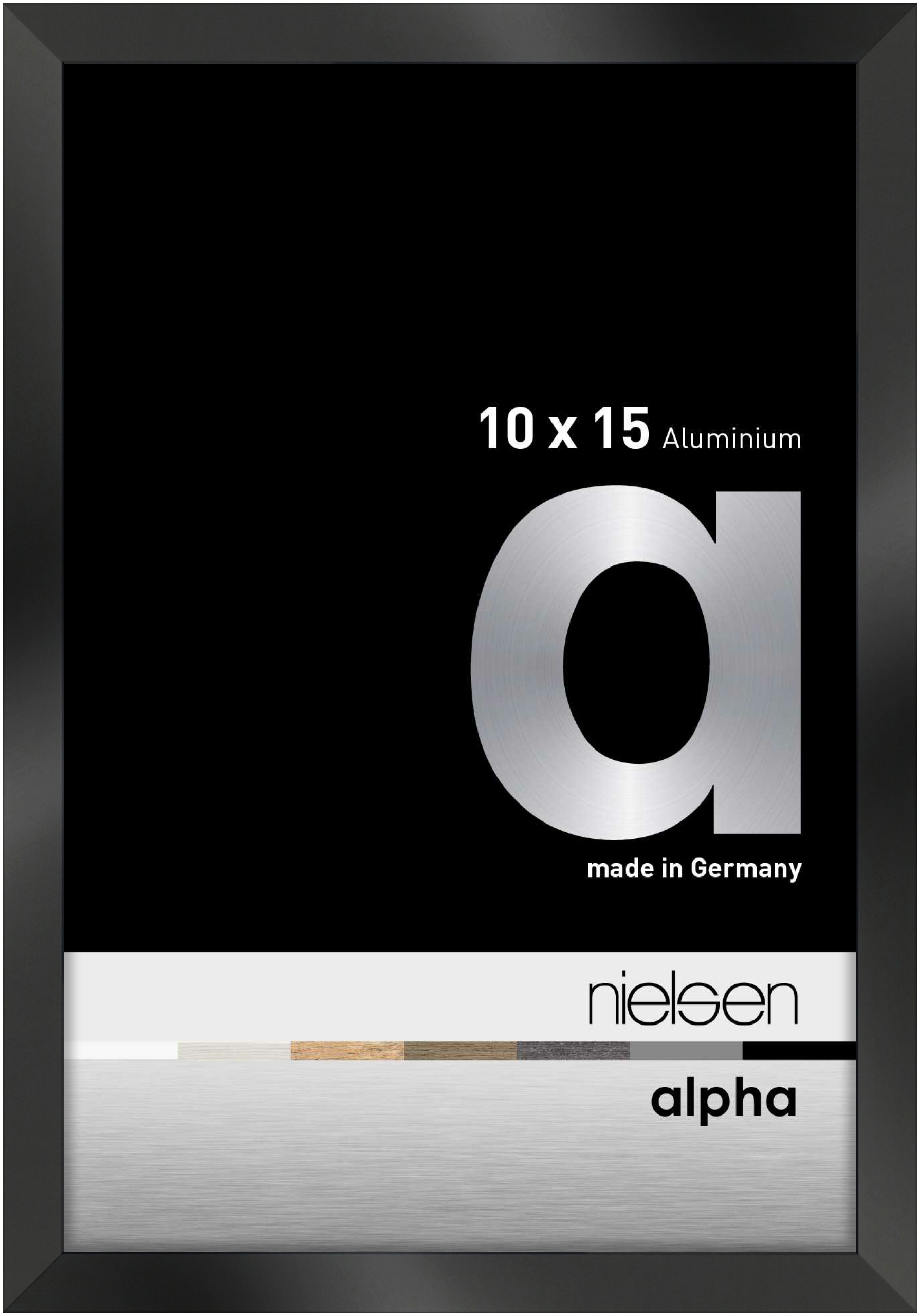nielsen Aluminium Bilderrahmen Alpha, 10x15 cm, Eloxal Schwarz Glanz