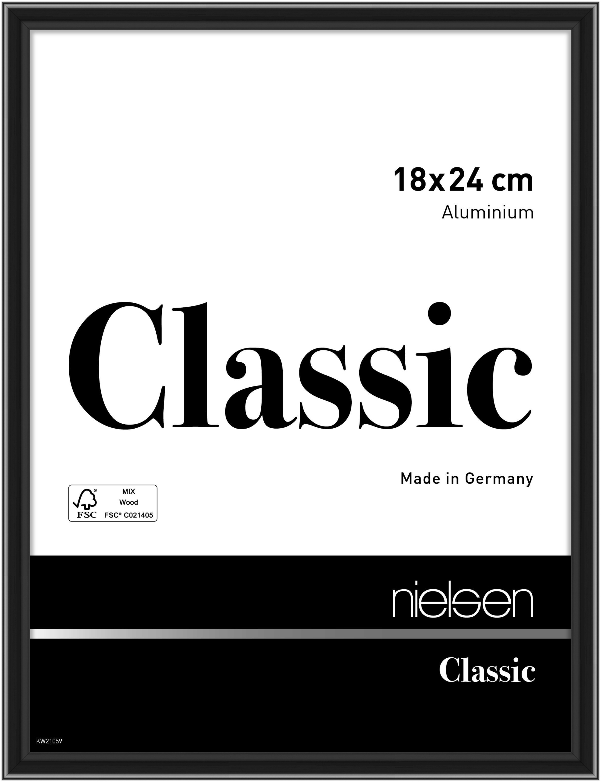 nielsen Aluminium Bilderrahmen Classic, 18x24 cm, Eloxal Schwarz Glanz