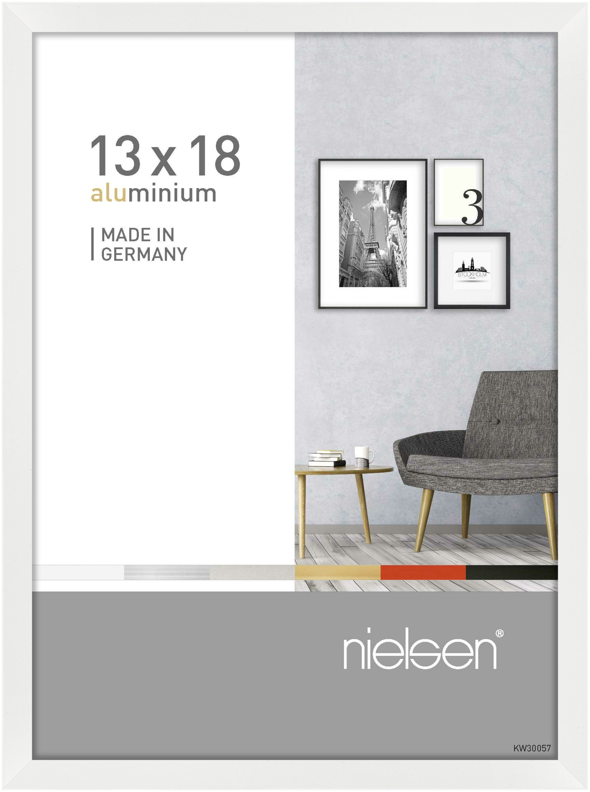 nielsen Aluminium Bilderrahmen Pixel, 13x18 cm, Weiß Glanz