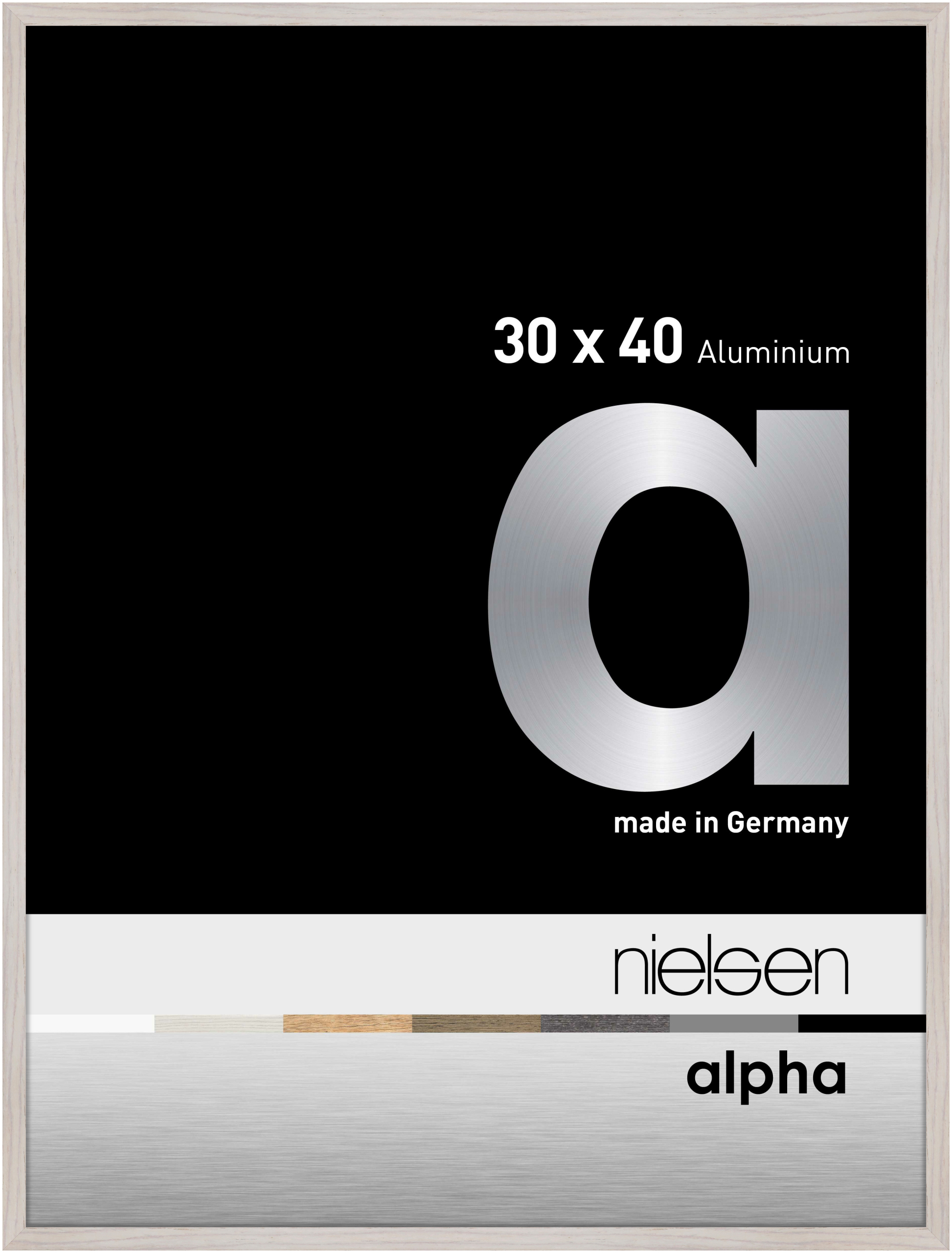 nielsen Aluminium Bilderrahmen Alpha, 30x40 cm, Eiche Weiß