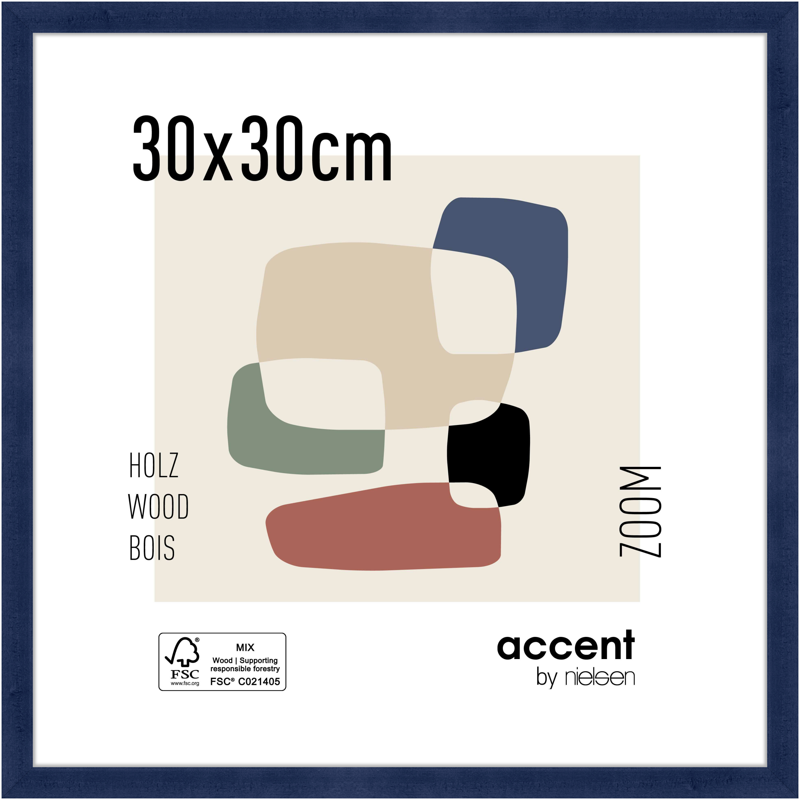 accent by nielsen Holz Bilderrahmen Zoom, 30x30 cm, Dunkelblau