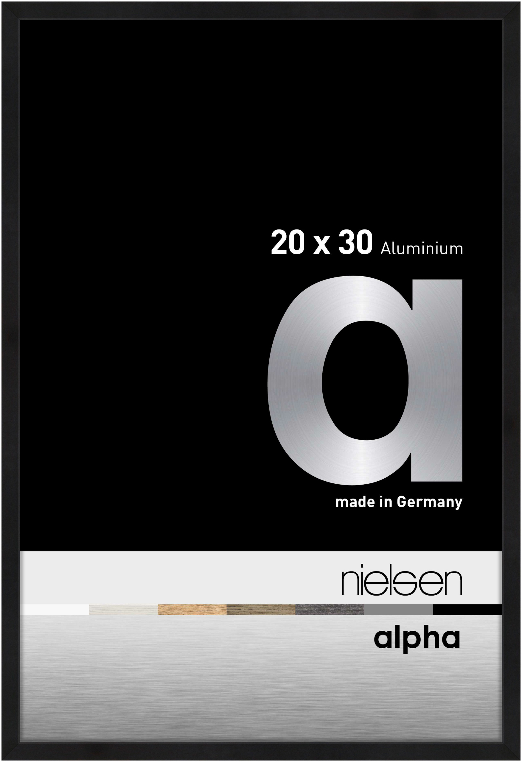 nielsen Aluminium Bilderrahmen Alpha, 20x30 cm, Eloxal Schwarz Matt