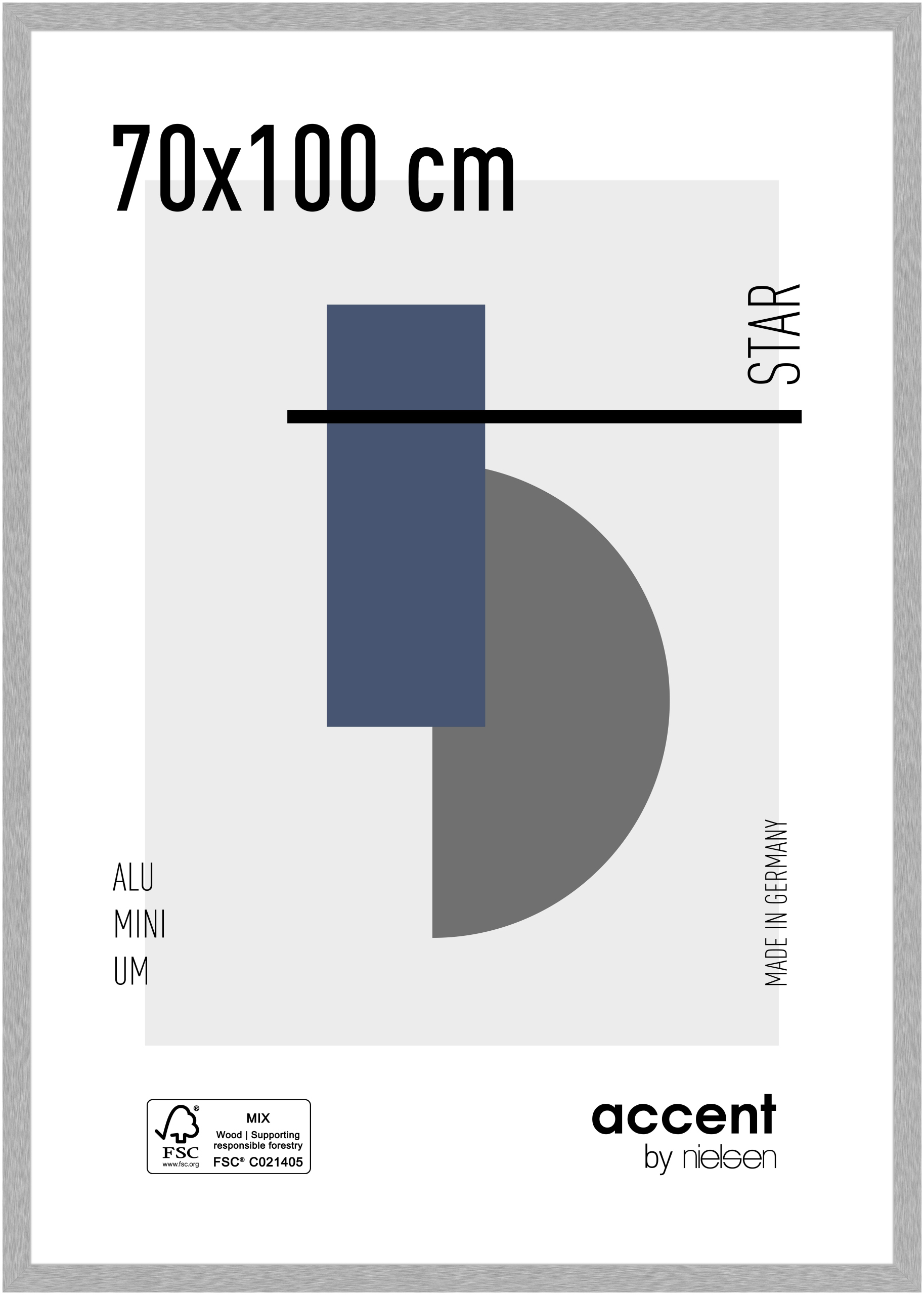 accent by nielsen Aluminium Bilderrahmen Star, 70x100 cm, Struktur Silber Matt