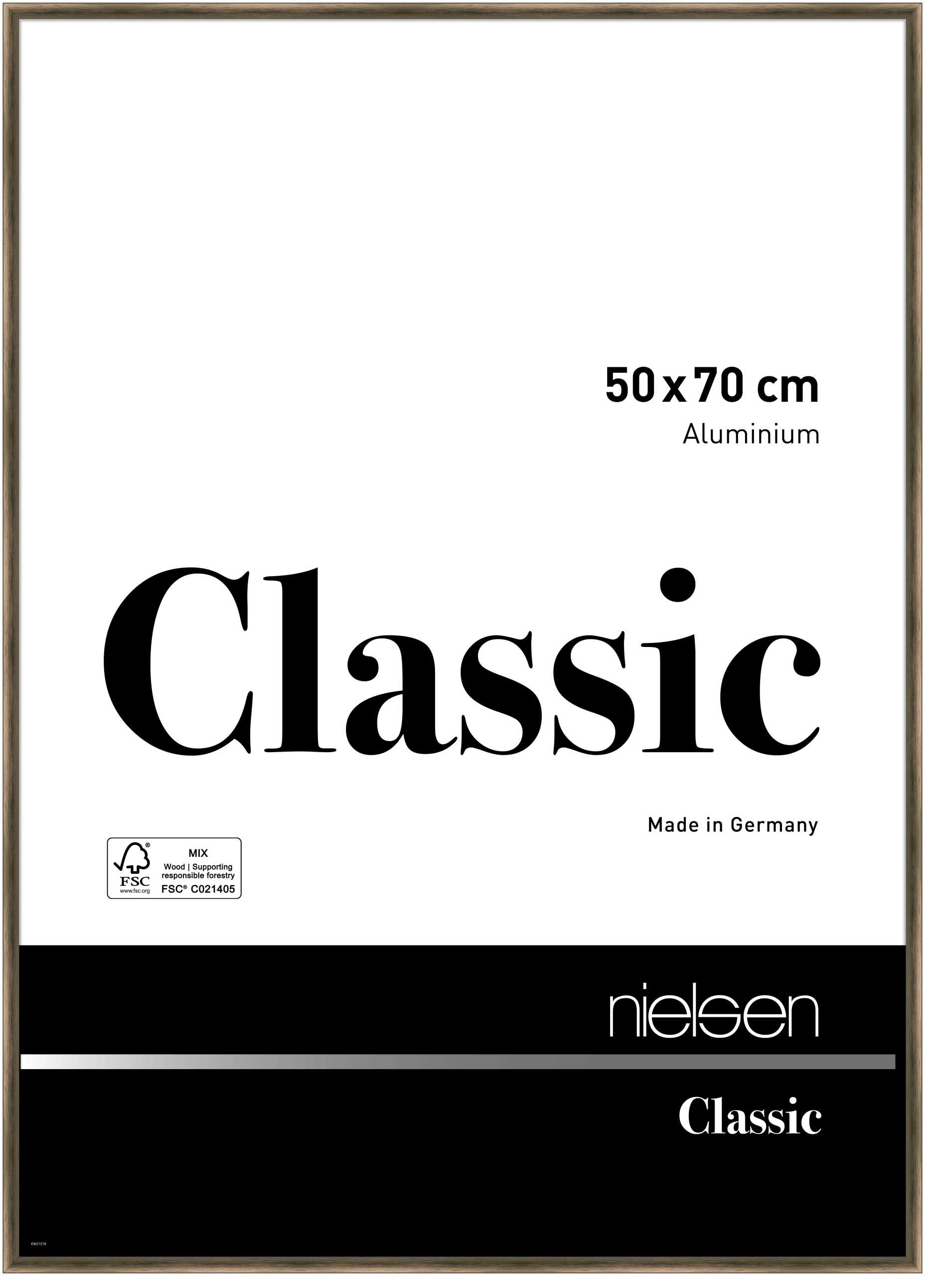 nielsen Aluminium Bilderrahmen Classic, 50x70 cm, Struktur Walnuss