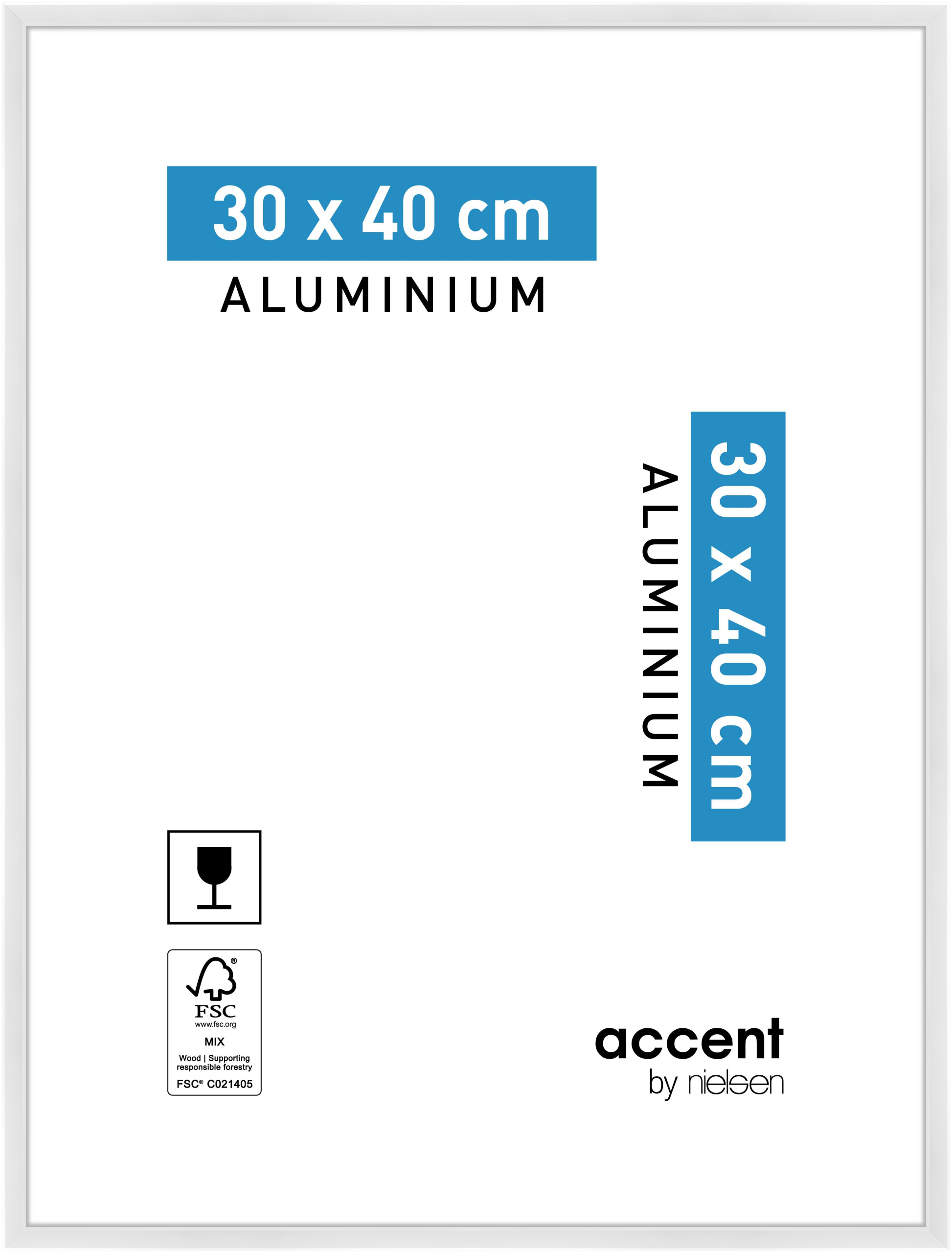 accent by nielsen Aluminium Bilderrahmen Accent, 30x40 cm, Weiß Glanz