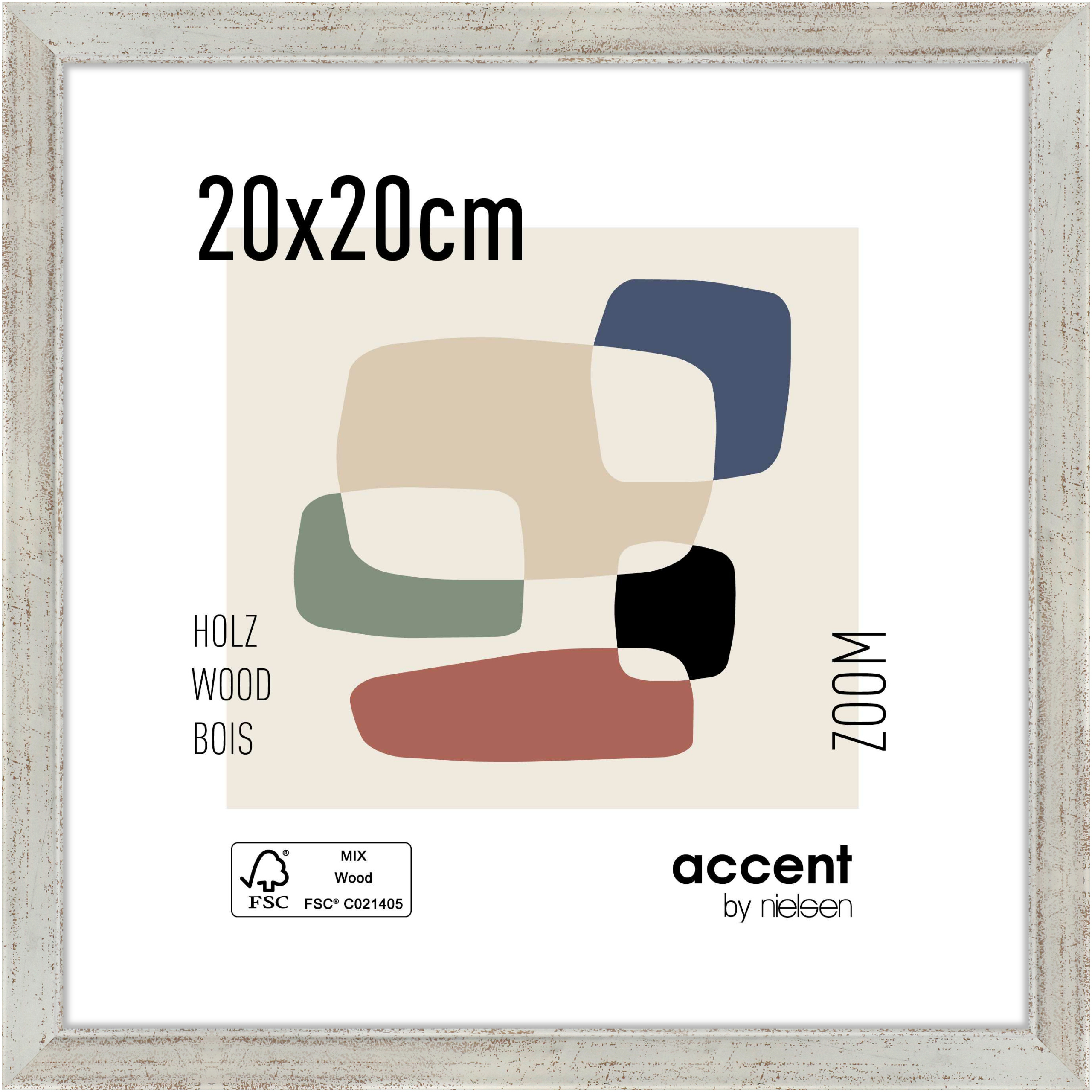 accent by nielsen Holz Bilderrahmen Zoom, 20x20 cm, Silber