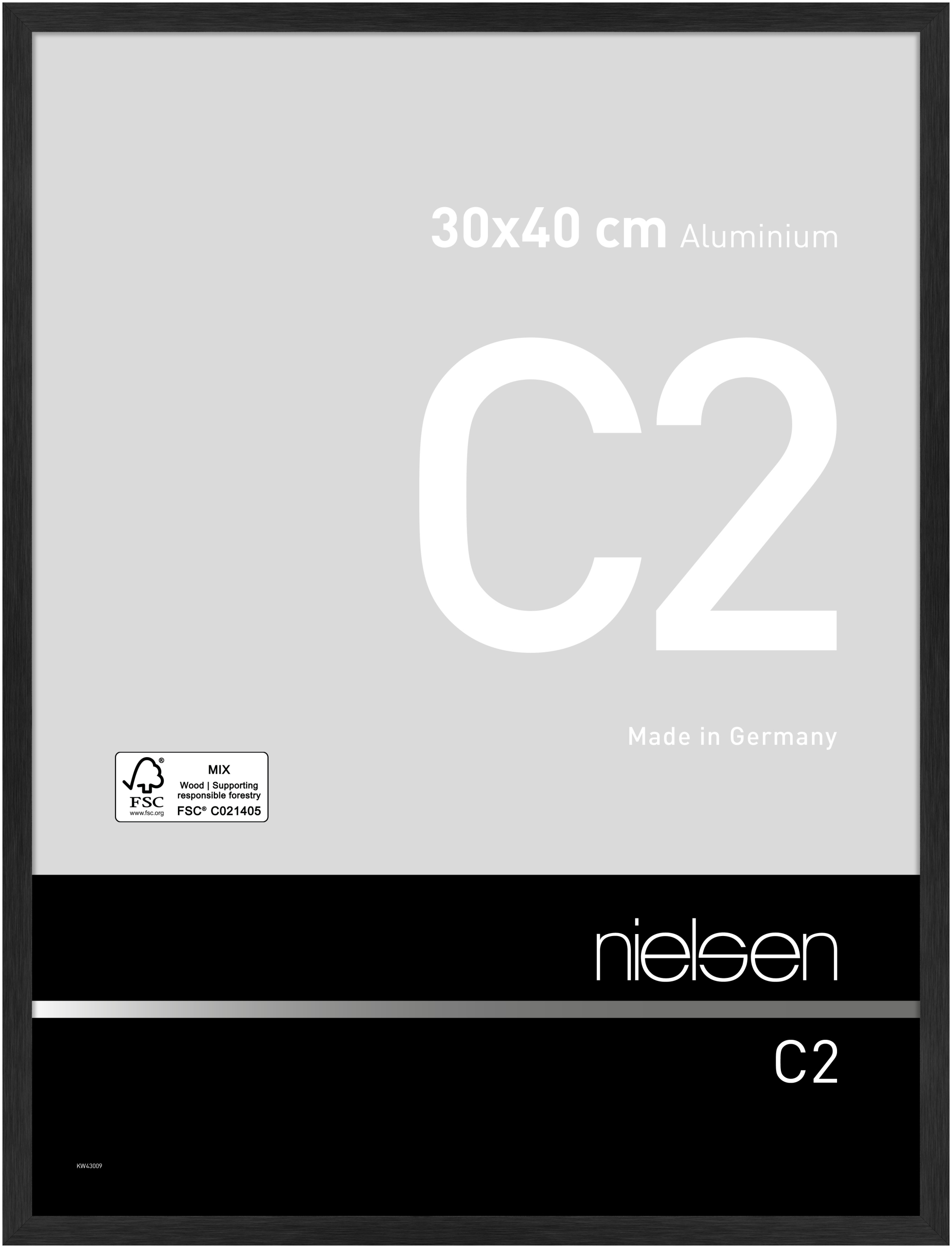nielsen Aluminium Bilderrahmen C2, 30x40 cm, Struktur Schwarz Matt